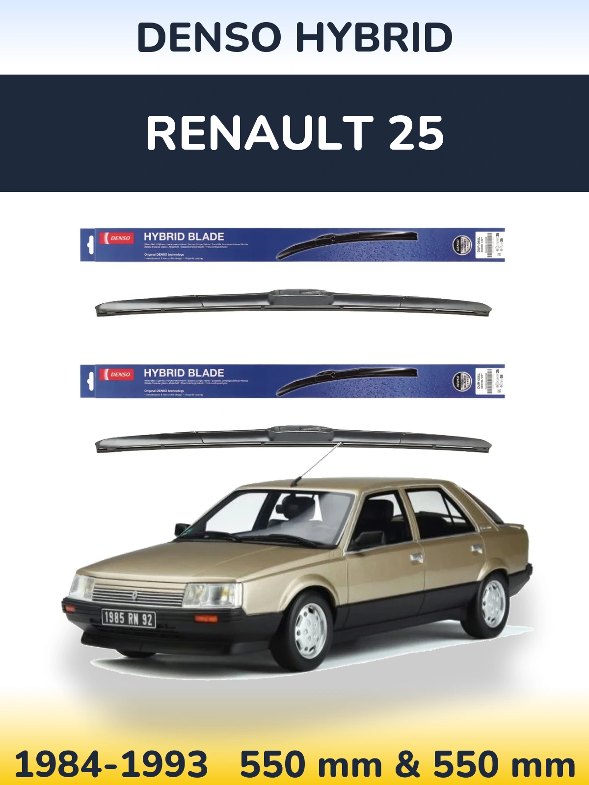 Komplet przednich wycieraczek Denso Hybrid 550 & 550 mm do Renault 25 1984-1993