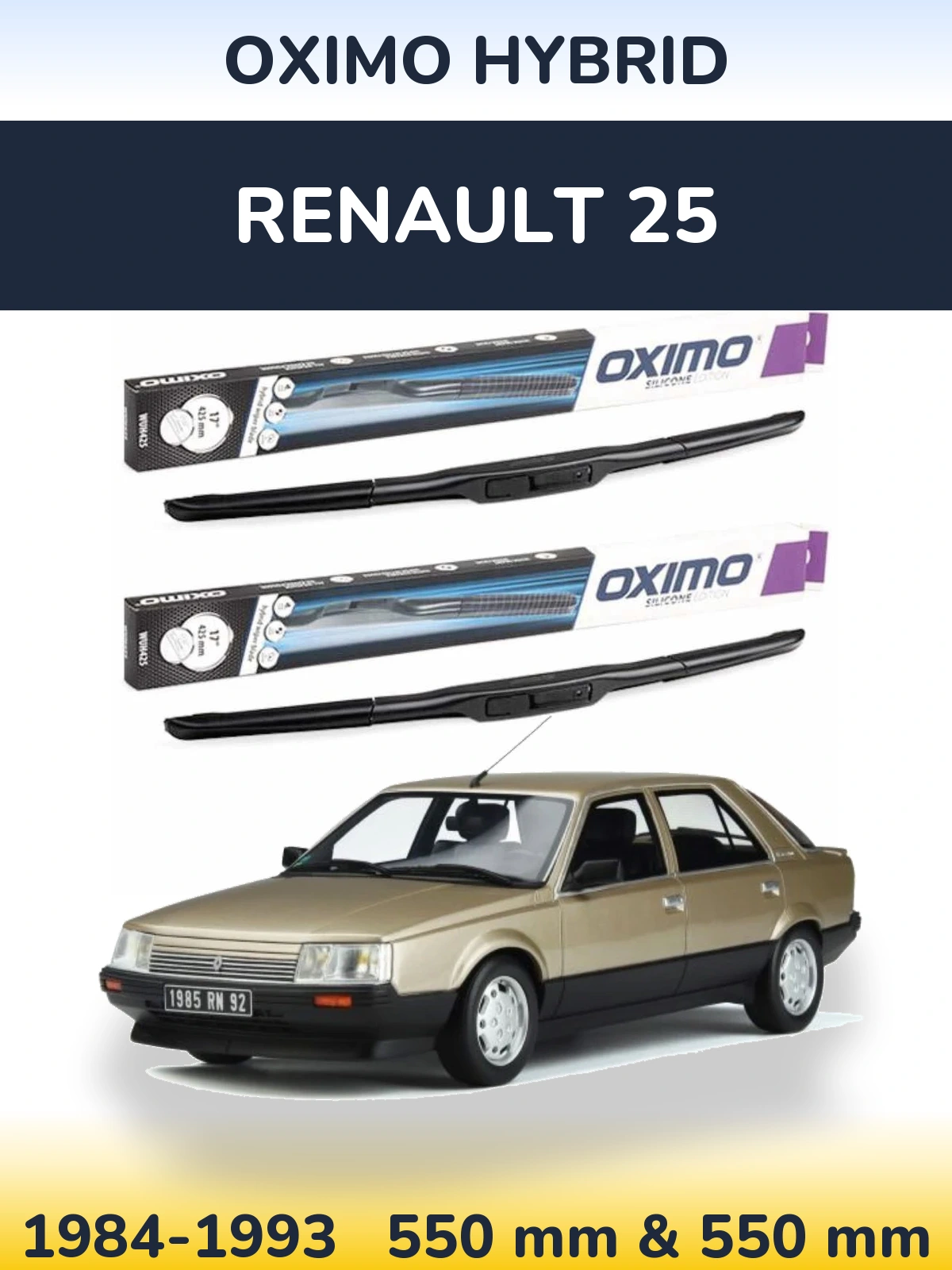 Комплект передних дворников Oximo Hybrid 550 & 550 мм для Renault 25 1984-1993