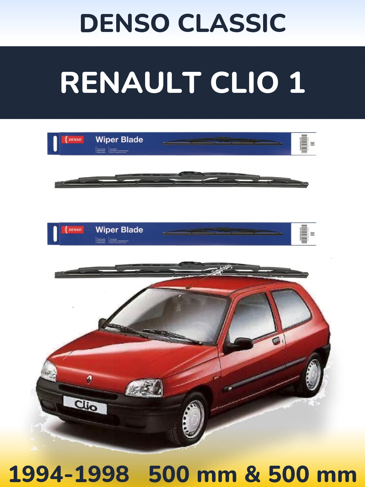 Komplet przednich wycieraczek Denso Classic 500 & 500 mm do Renault Clio 1 1994-1998