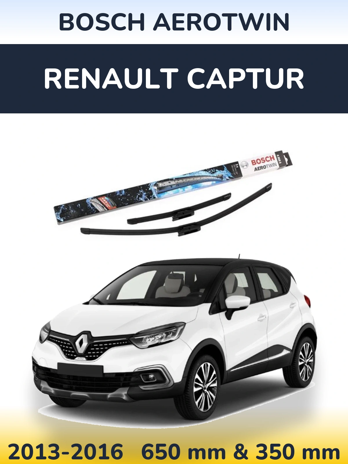 Komplet przednich wycieraczek BOSCH AeroTwin 650 & 350 mm do Renault Captur 2013-2016