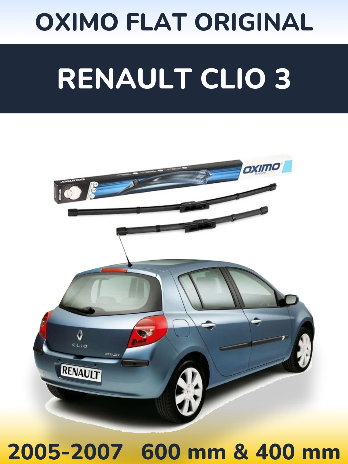 Комплект передних дворников Oximo Flat Original 600 & 400 мм для Renault Clio 3 2005-2007