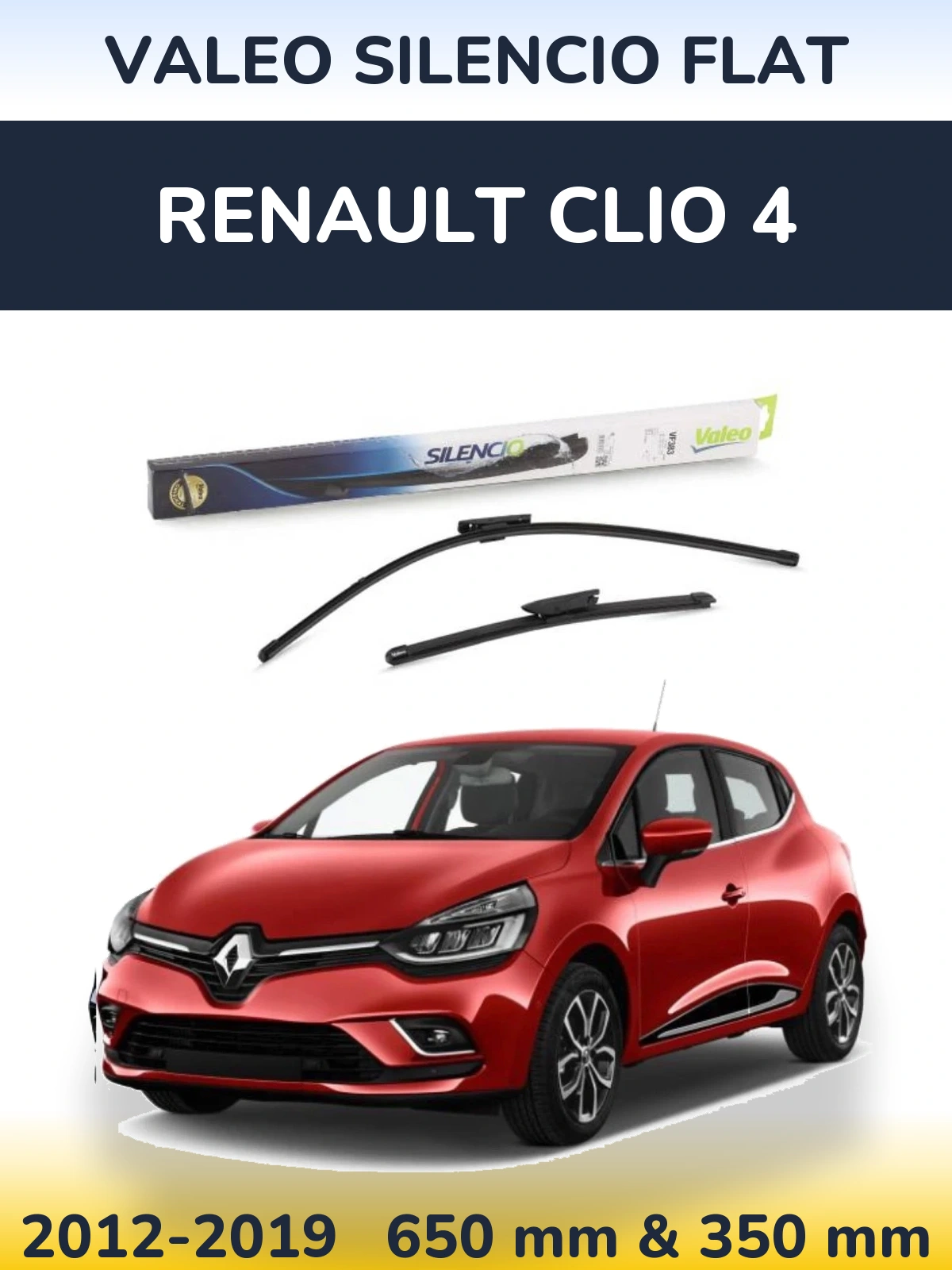 Komplet przednich wycieraczek Valeo Silencio Flat 650 & 350 mm do Renault Clio 4 2012-2019