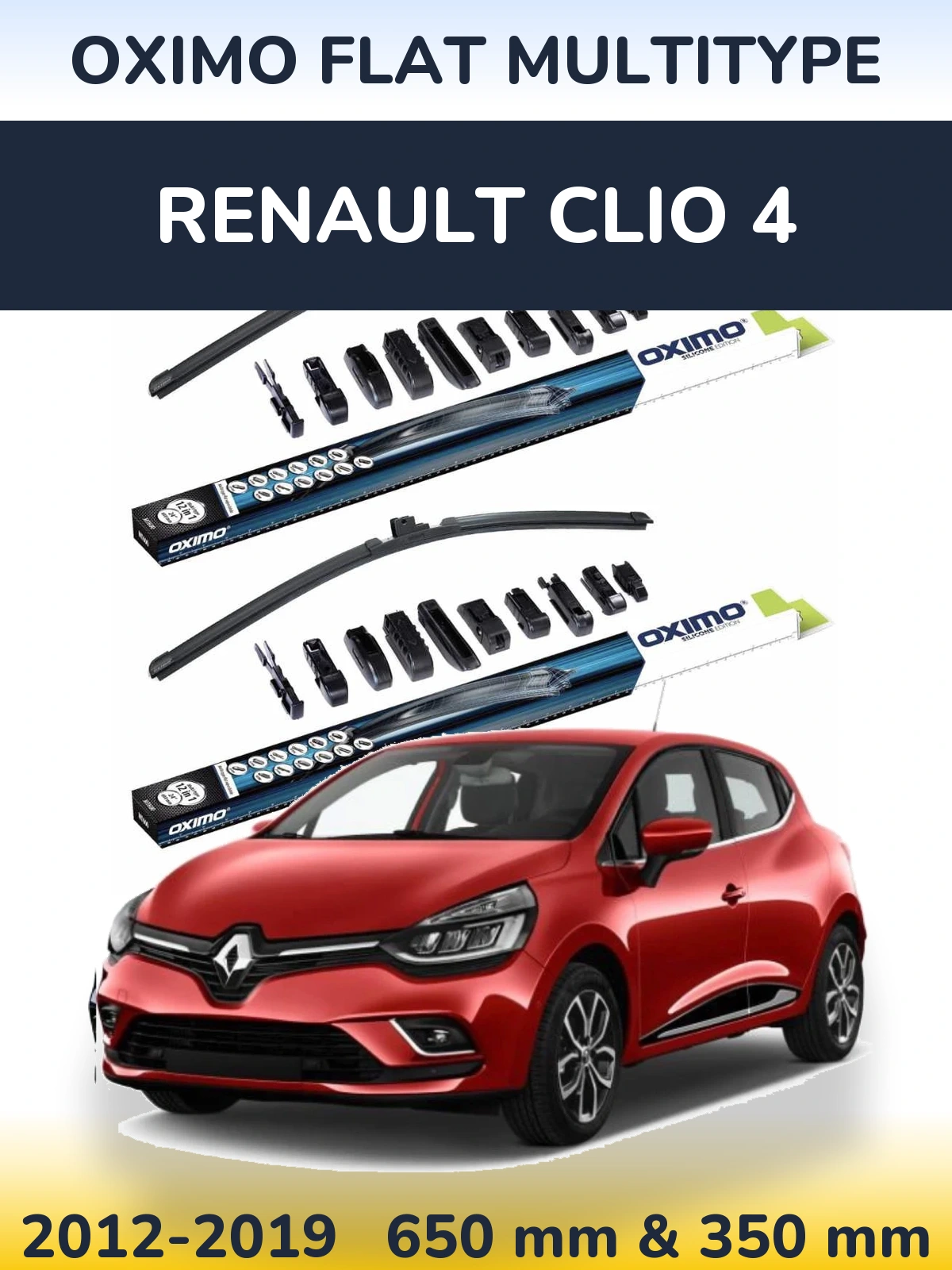 Komplet przednich wycieraczek Oximo Flat MultiType 650 & 350 mm do Renault Clio 4 2012-2019
