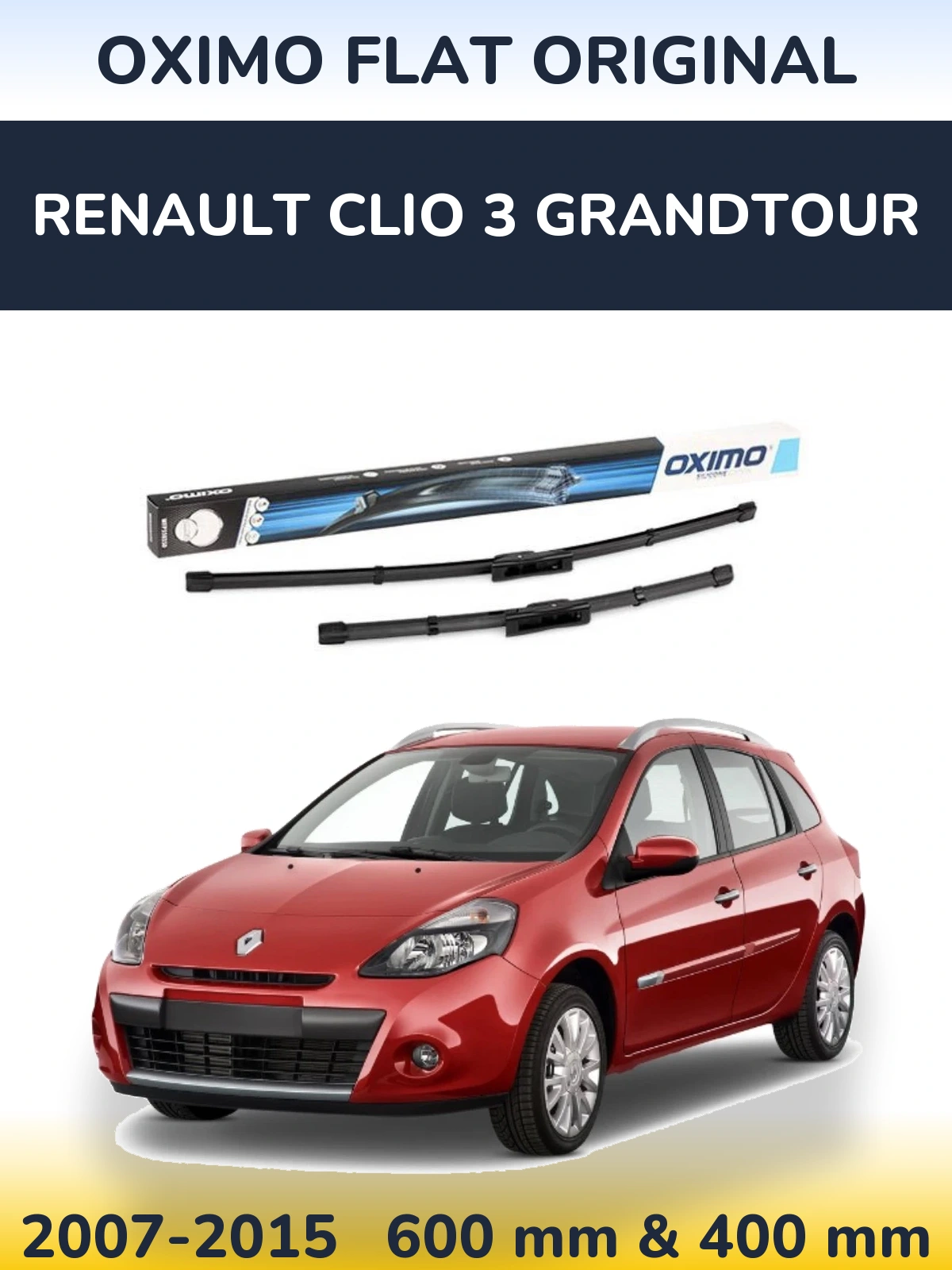 Комплект передних дворников Oximo Flat Original 600 & 400 мм для Renault Clio 3 Grandtour 2007-2015