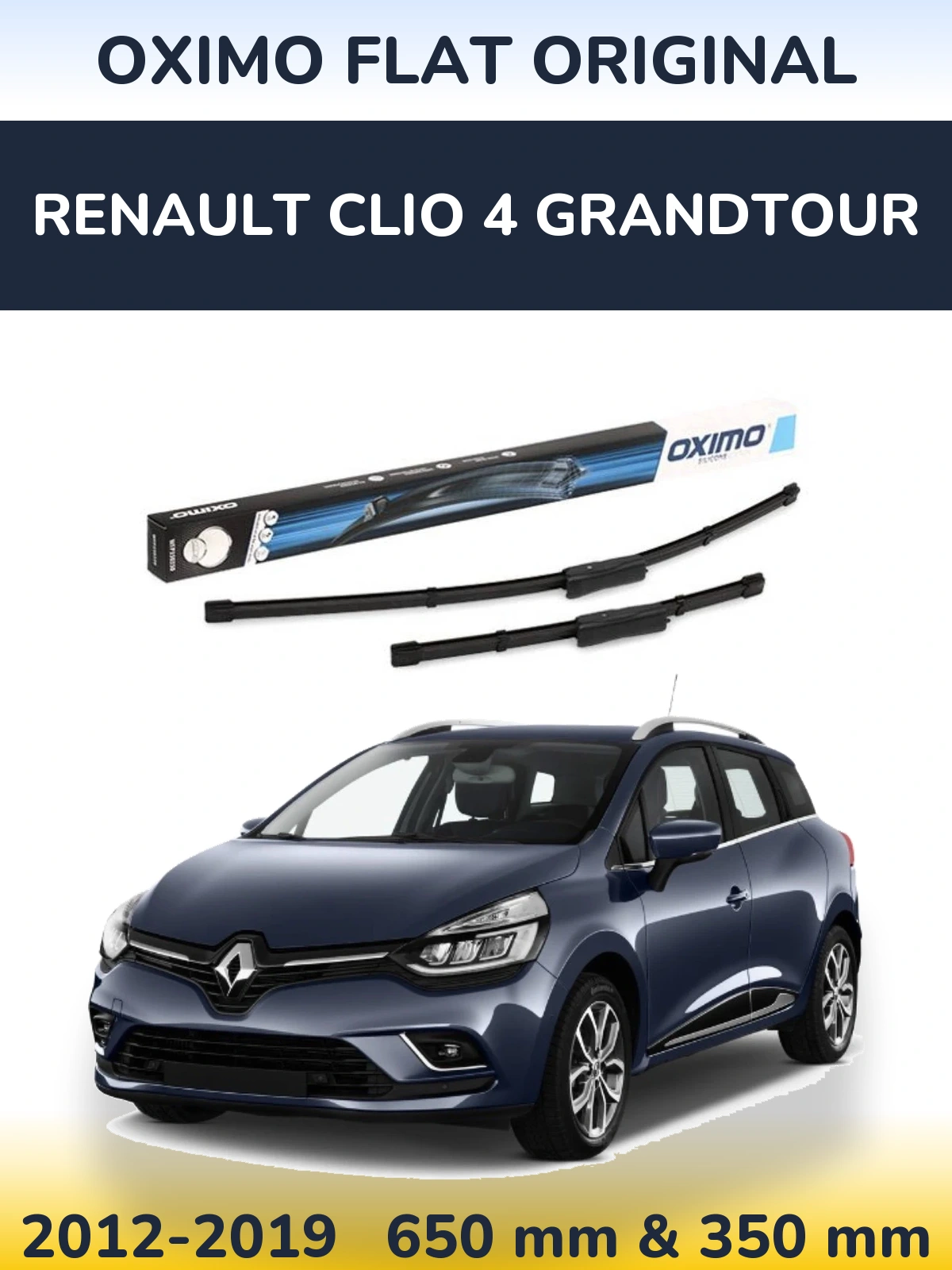 Komplet przednich wycieraczek Oximo Flat Original 650 & 350 mm do Renault Clio 4 Grandtour 2012-2019