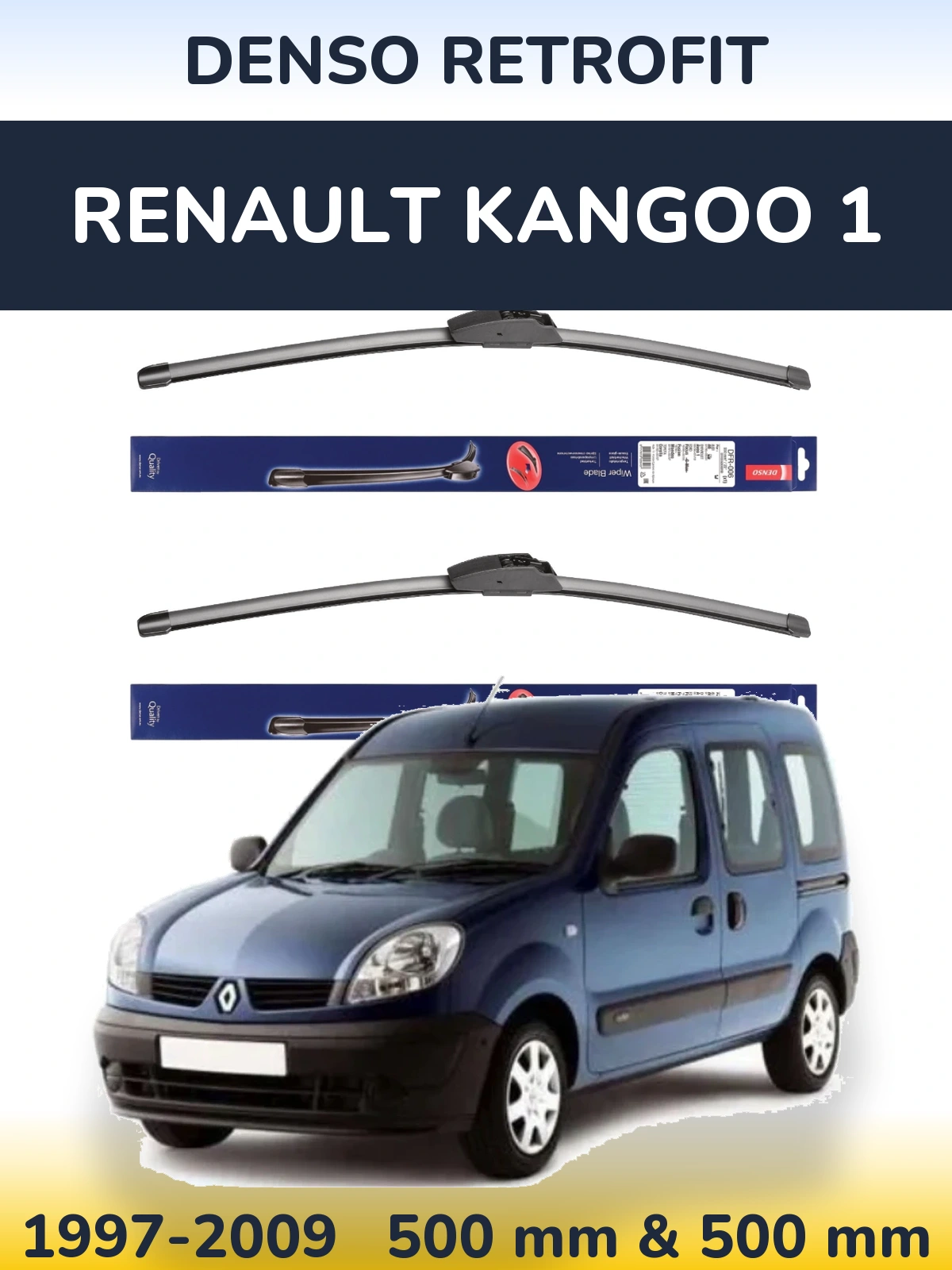 Komplet przednich wycieraczek Denso Retrofit 500 & 500 mm do Renault Kangoo 1 1997-2009