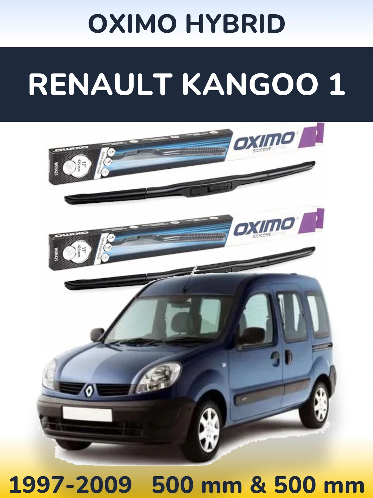 Komplet przednich wycieraczek Oximo Hybrid 500 & 500 mm do Renault Kangoo 1 1997-2009
