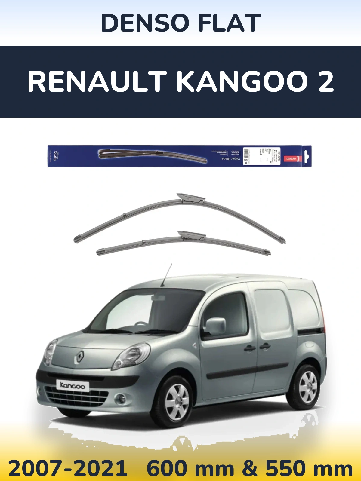 Komplet przednich wycieraczek Denso Flat 580 & 530 mm do Renault Kangoo 2 2007-2021