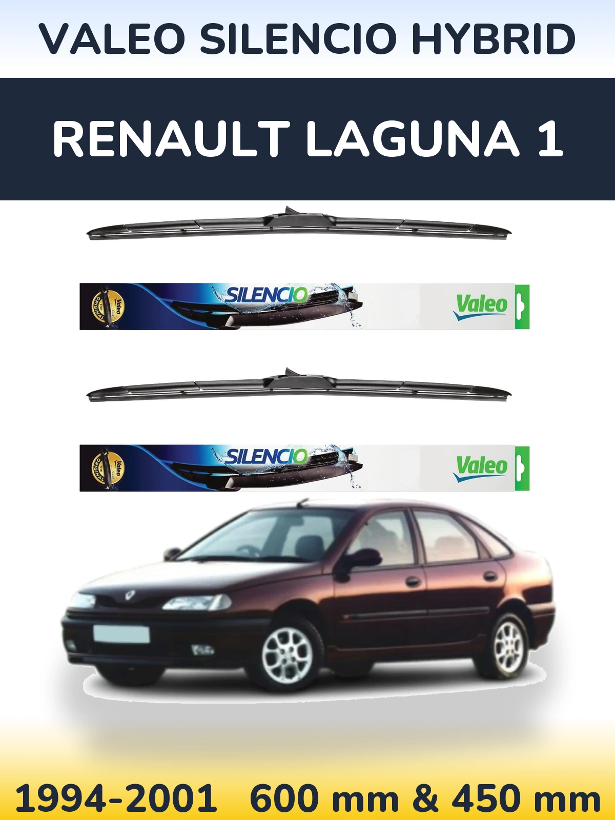 Komplet przednich wycieraczek Valeo Silencio Hybrid 600 & 450 mm do Renault Laguna 1 1994-2001