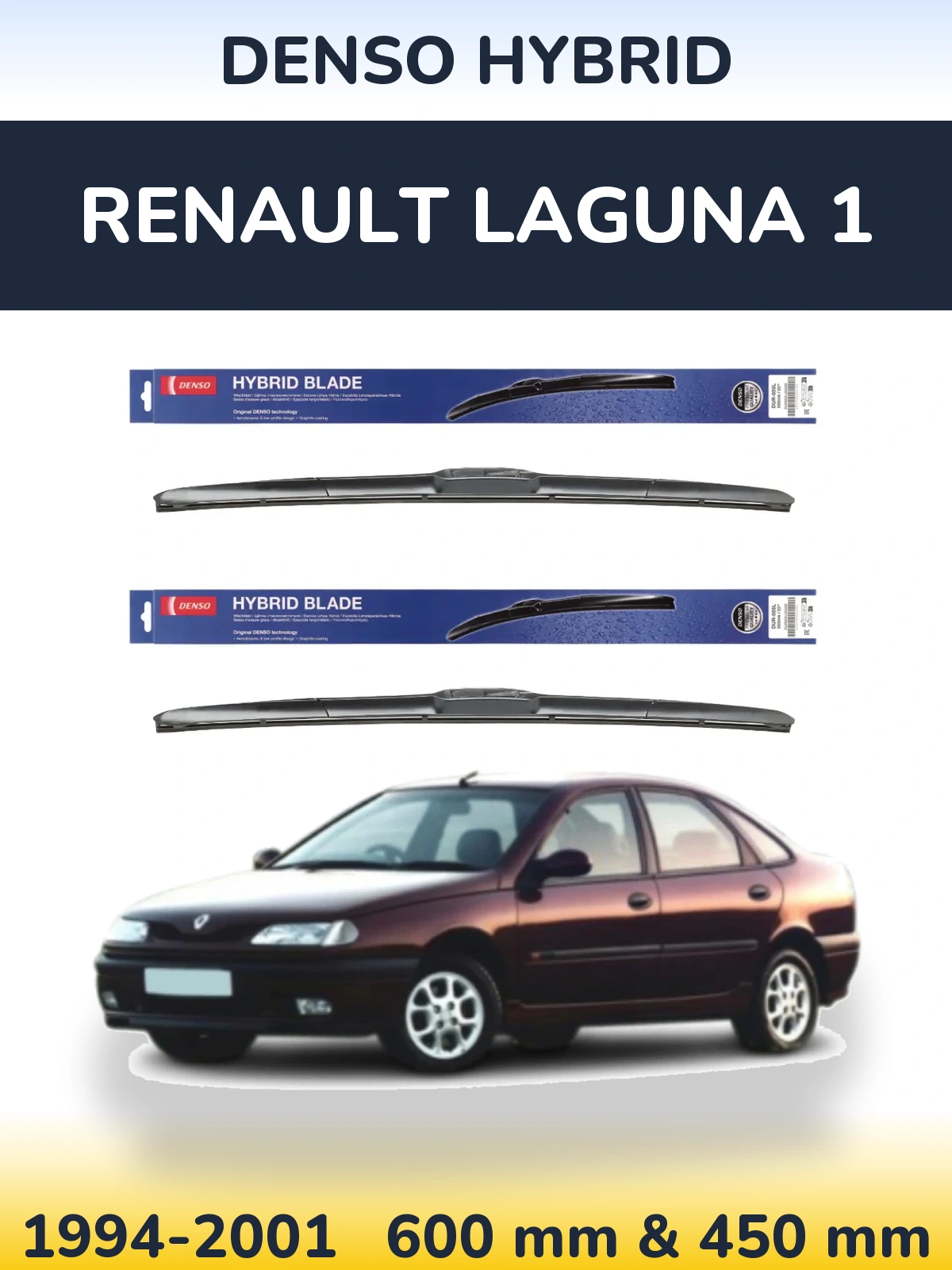 Komplet przednich wycieraczek Denso Hybrid 600 & 450 mm do Renault Laguna 1 1994-2001