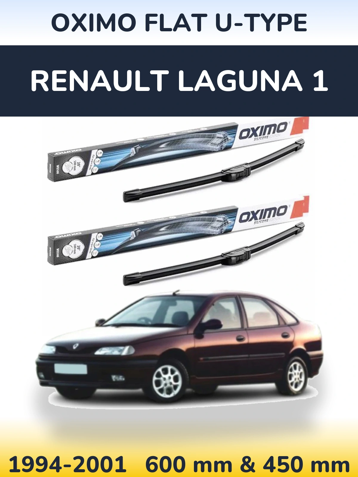Komplet przednich wycieraczek Oximo Flat U-type 600 & 450 mm do Renault Laguna 1 1994-2001