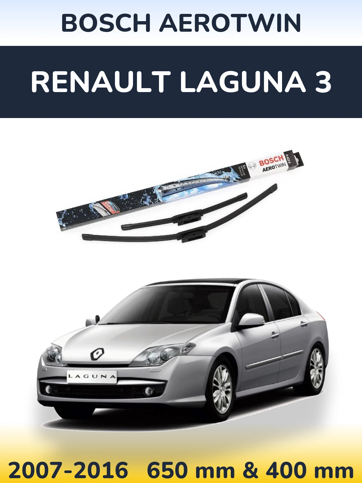 Komplet przednich wycieraczek BOSCH AeroTwin 650 & 400 mm do Renault Laguna 3 2007-2016