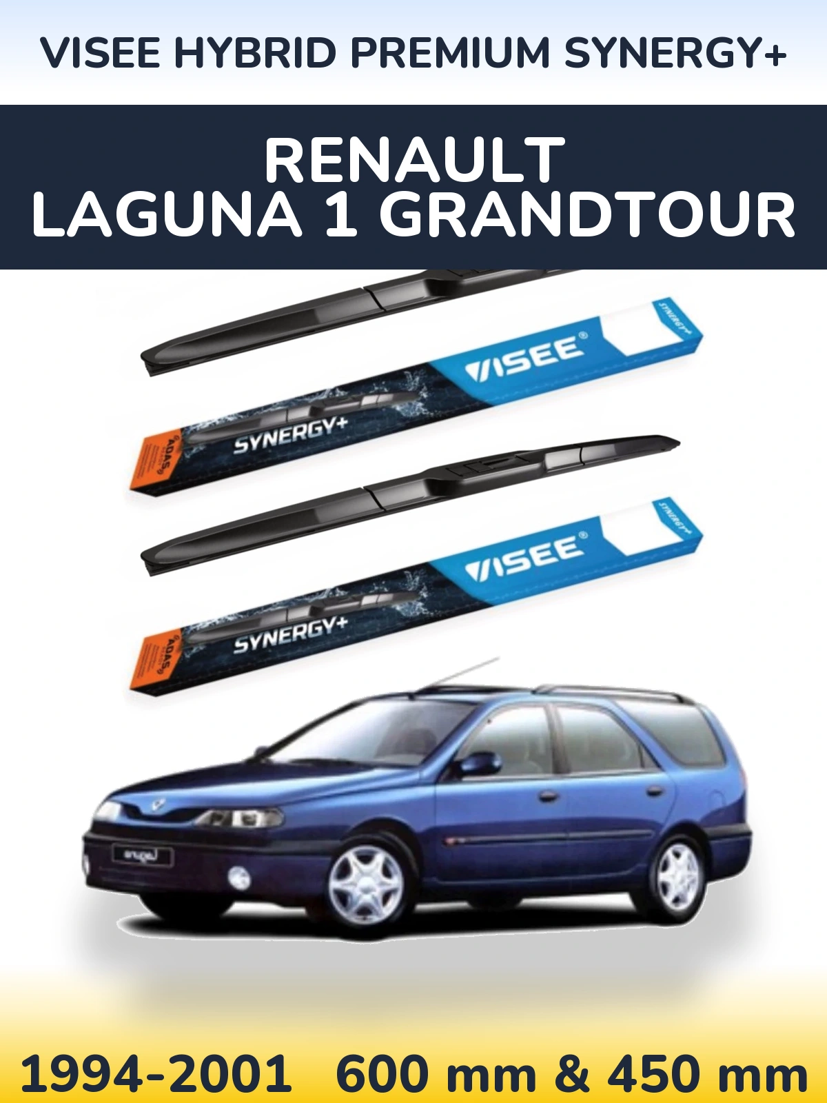 Komplet przednich wycieraczek VISEE HYBRID PREMIUM SYNERGY+ 600 & 450 mm do Renault Laguna 1 Grandtour 1994-2001