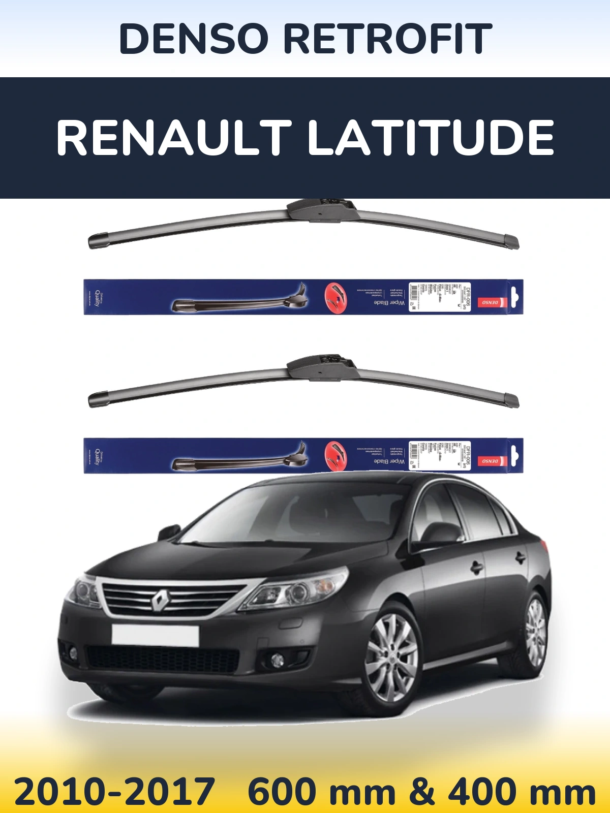 Komplet przednich wycieraczek Denso Retrofit 600 & 400 mm do Renault Latitude 2010-2017
