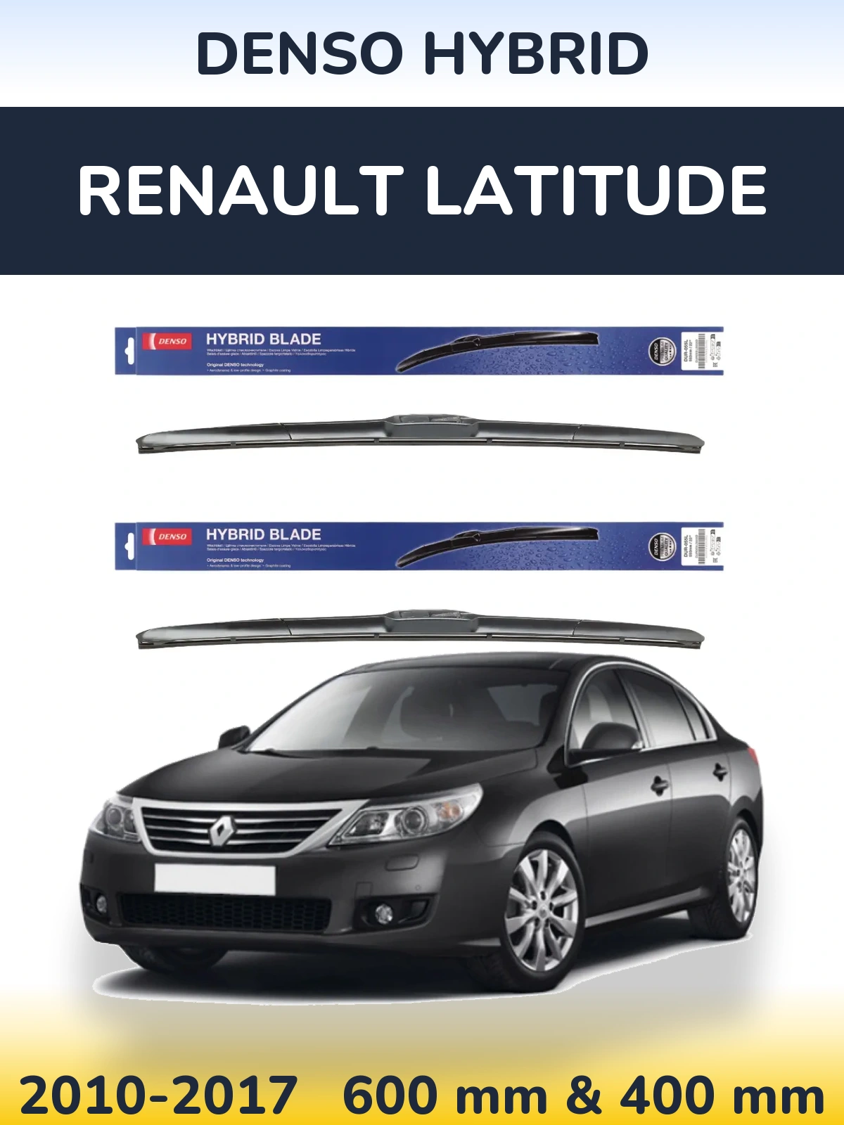 Komplet przednich wycieraczek Denso Hybrid 600 & 400 mm do Renault Latitude 2010-2017