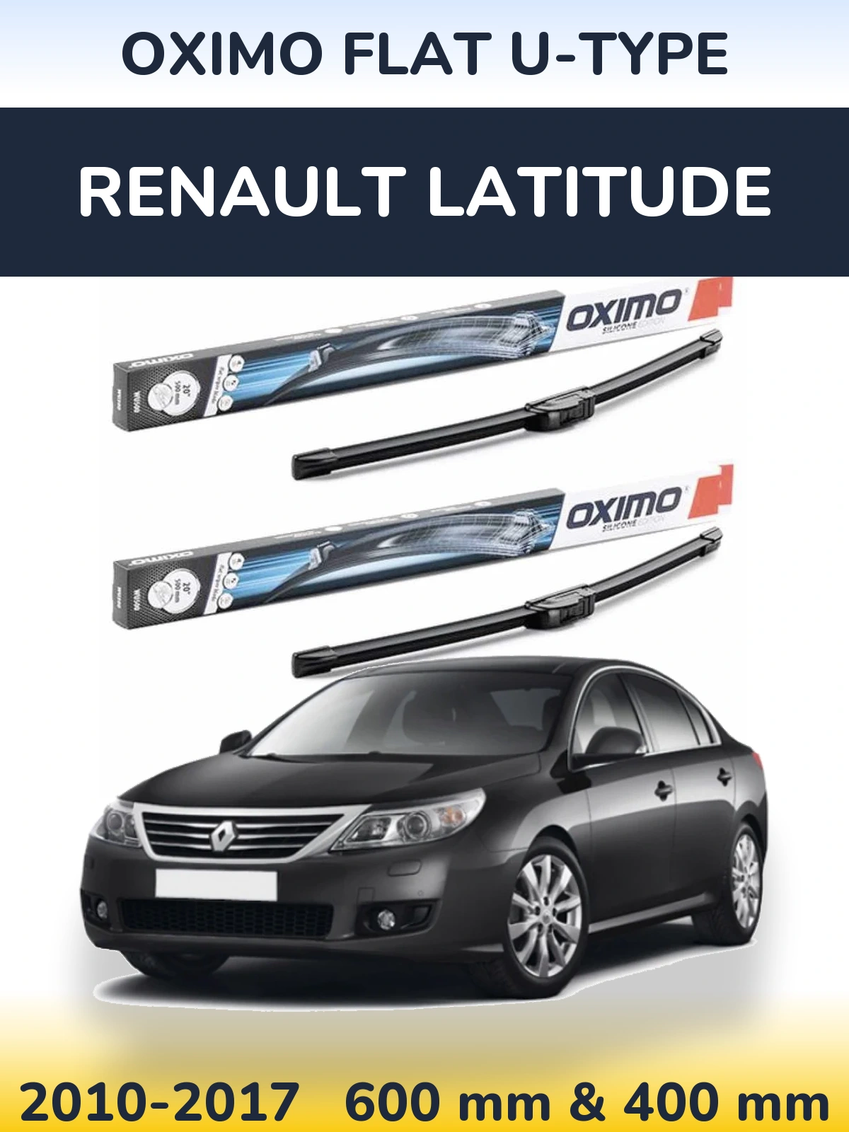 Комплект передних дворников Oximo Flat U-type 600 & 400 мм для Renault Latitude 2010-2017
