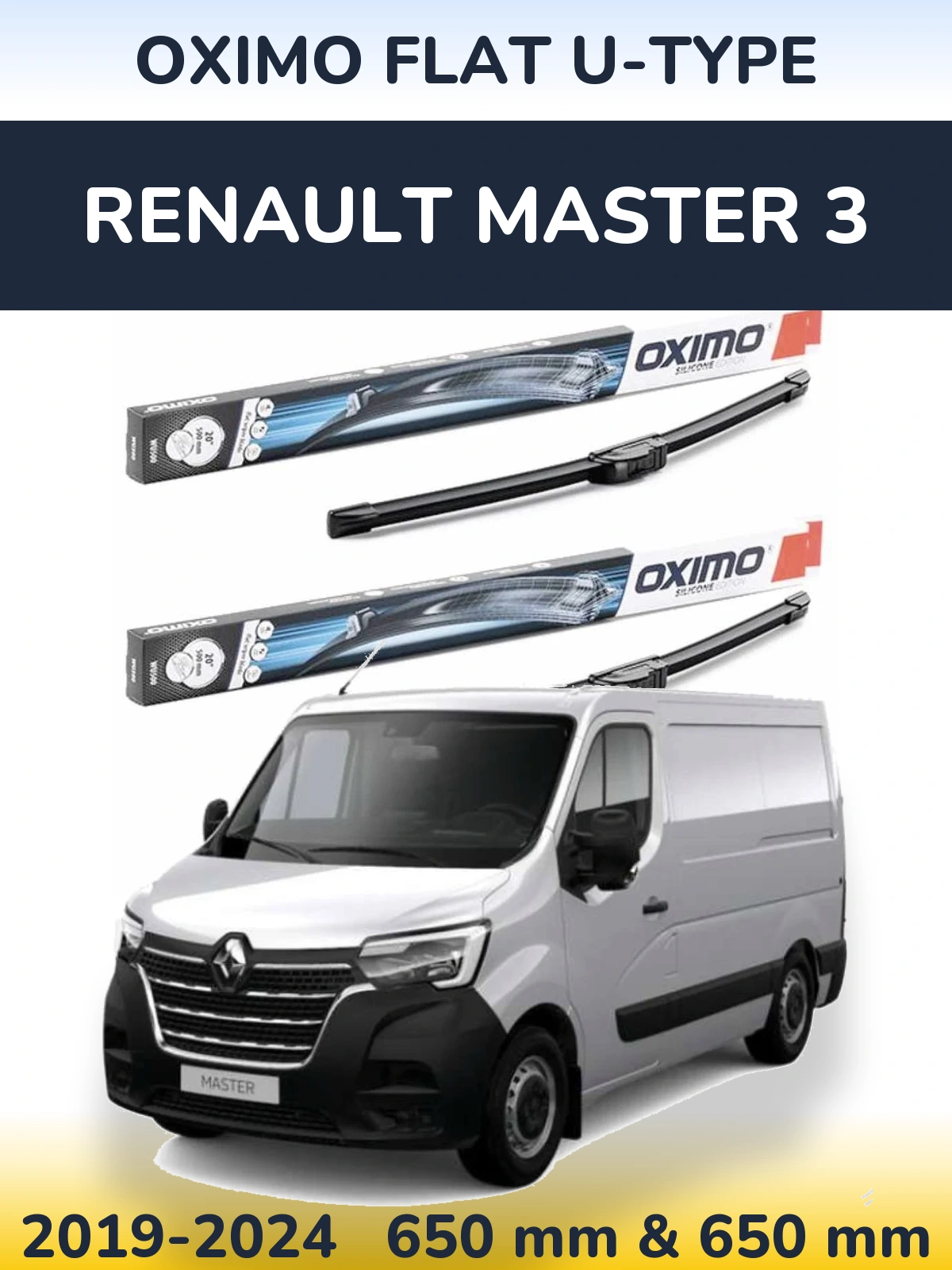 Komplet przednich wycieraczek Oximo Flat U-type 650 & 650 mm do Renault Master 3 2019-2024