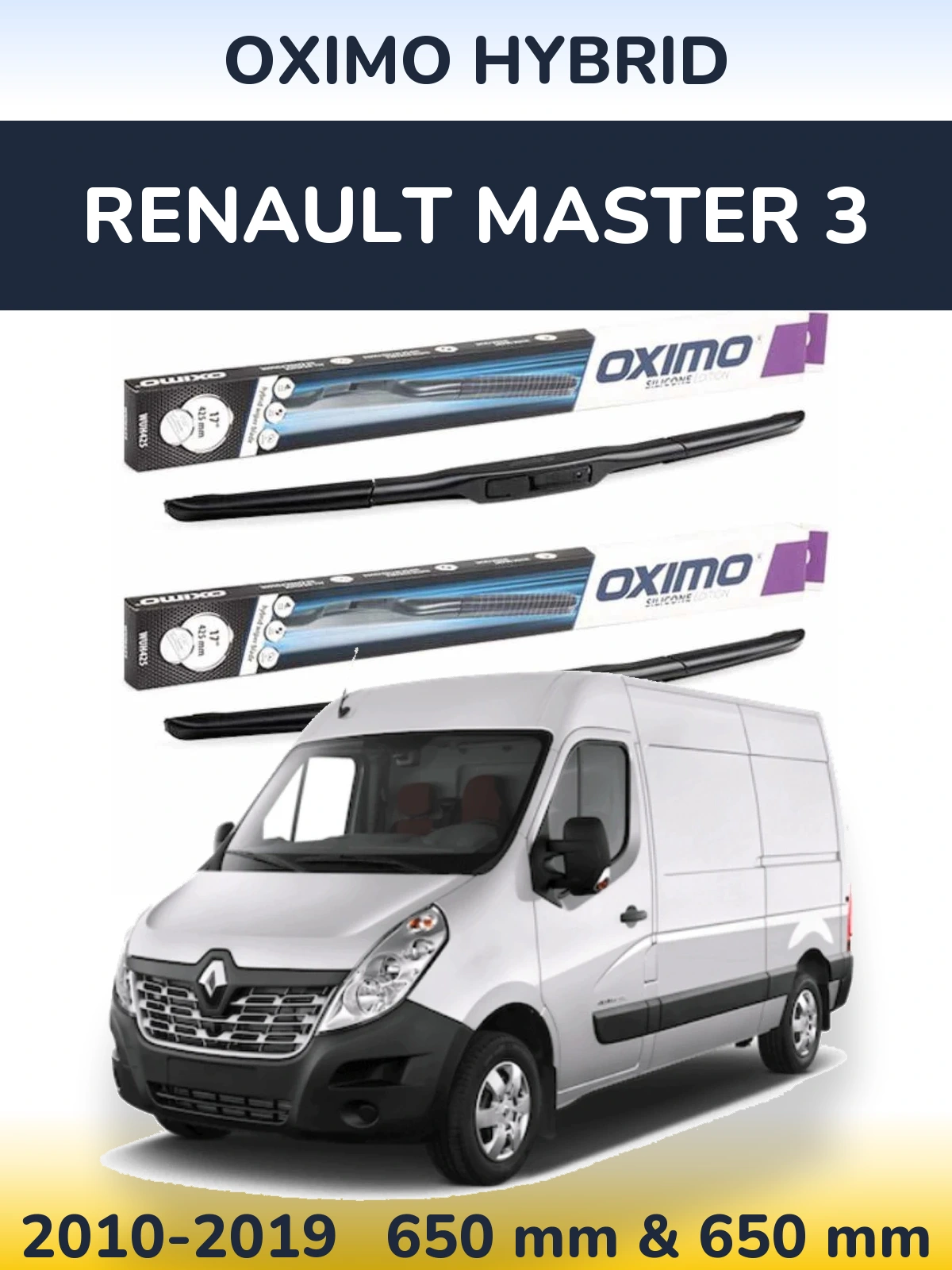 Комплект передних дворников Oximo Hybrid 650 & 650 мм для Renault Master 3 2010-2019