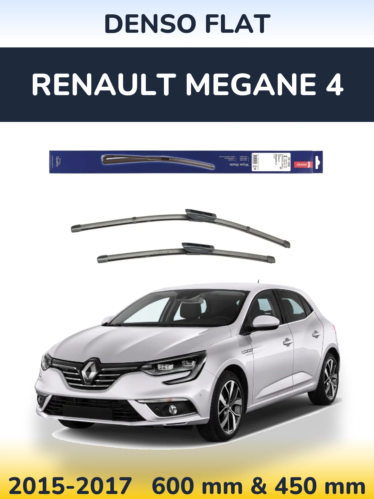 Komplet przednich wycieraczek Denso Flat 600 & 450 mm do Renault Megane 4 2015-2017