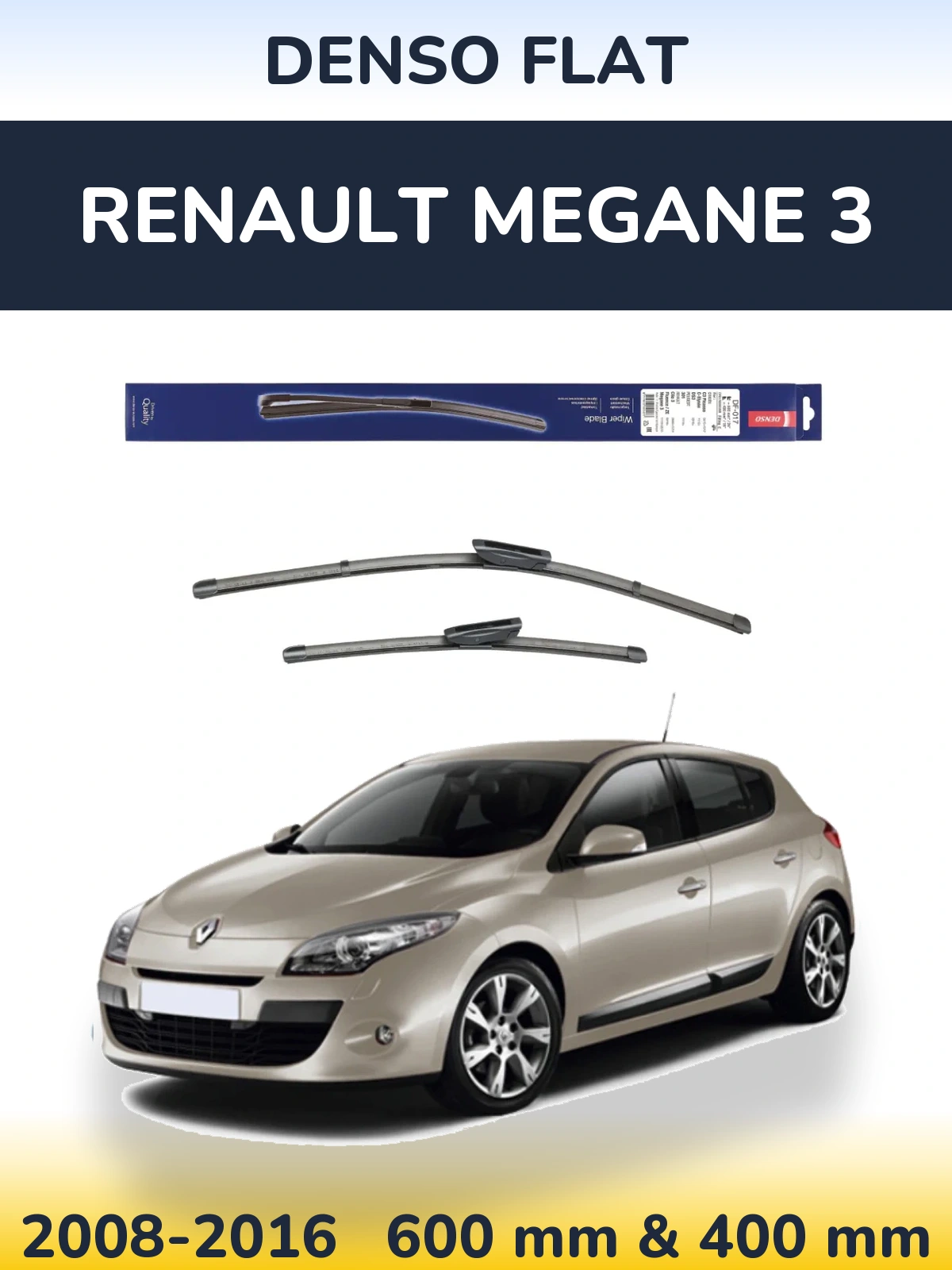 Komplet przednich wycieraczek Denso Flat 600 & 400 mm do Renault Megane 3 2008-2016