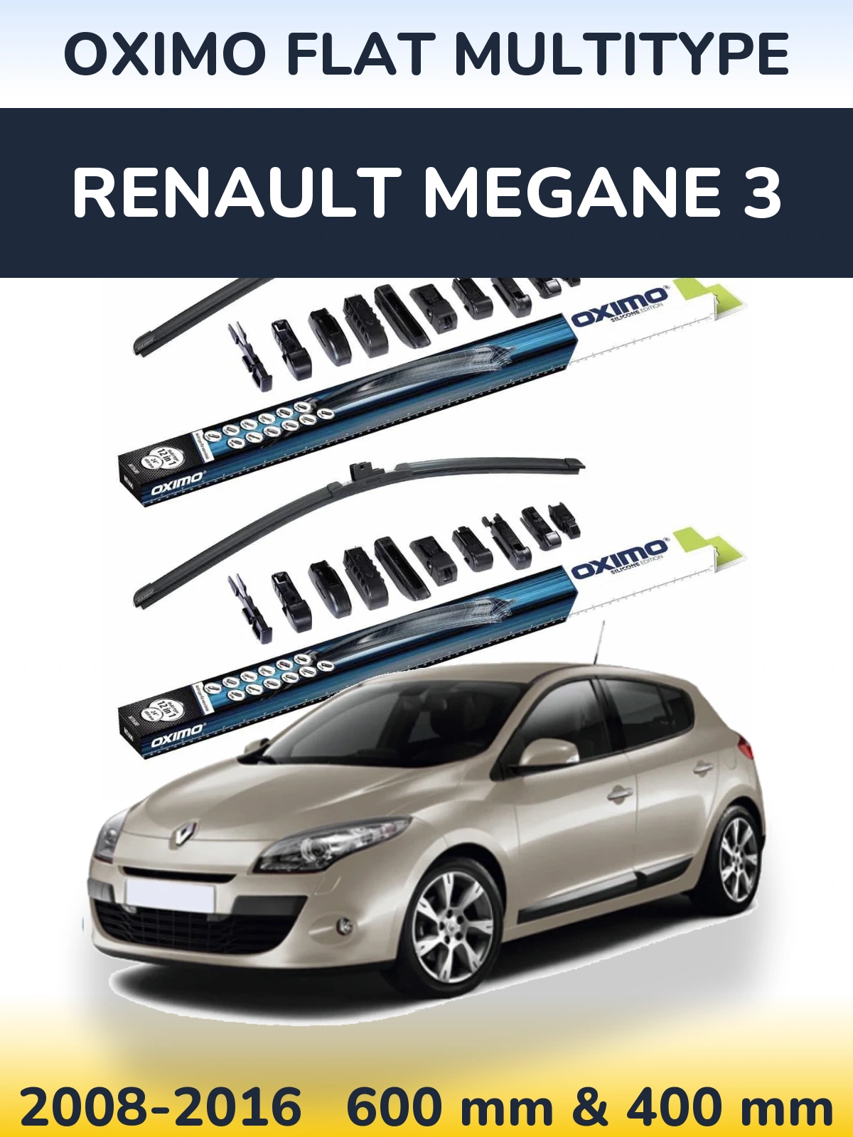 Komplet przednich wycieraczek Oximo Flat MultiType 600 & 400 mm do Renault Megane 3 2008-2016