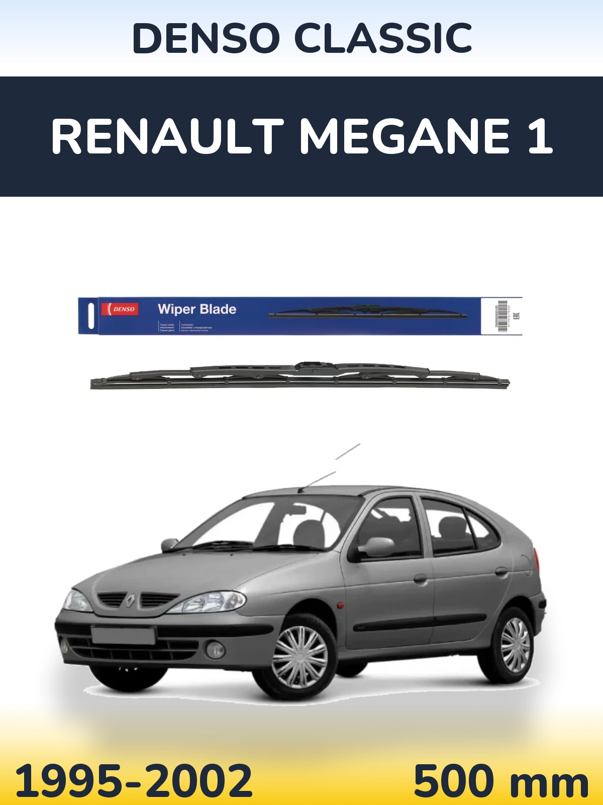 Rear wiper blade Denso Classic 500 mm for Renault Megane 1 1995-2002