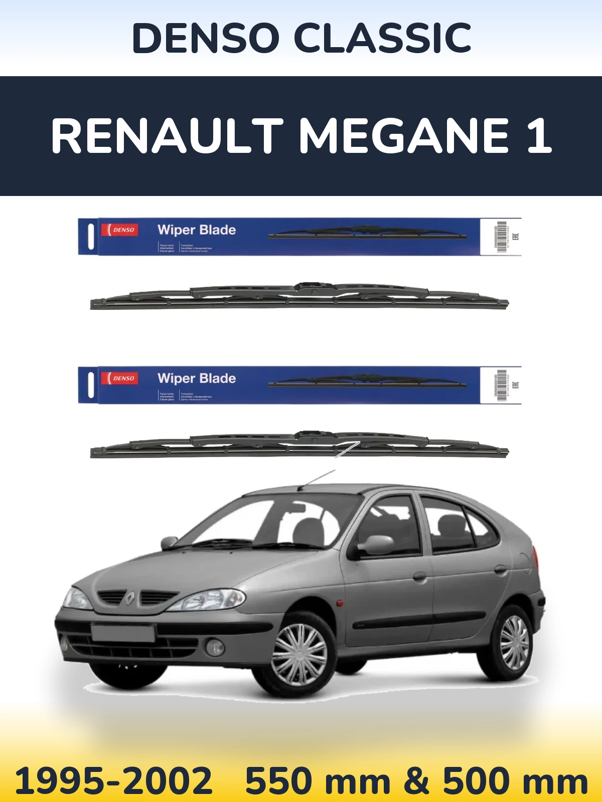 Komplet przednich wycieraczek Denso Classic 550 & 500 mm do Renault Megane 1 1995-2002