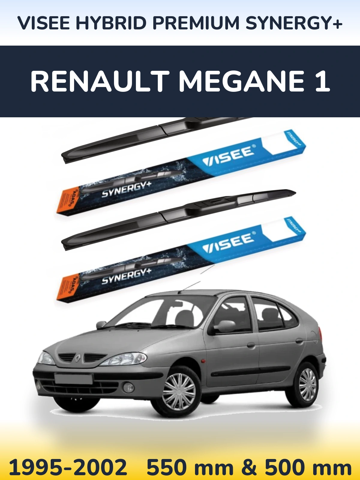 Komplet przednich wycieraczek VISEE HYBRID PREMIUM SYNERGY+ 550 & 500 mm do Renault Megane 1 1995-2002