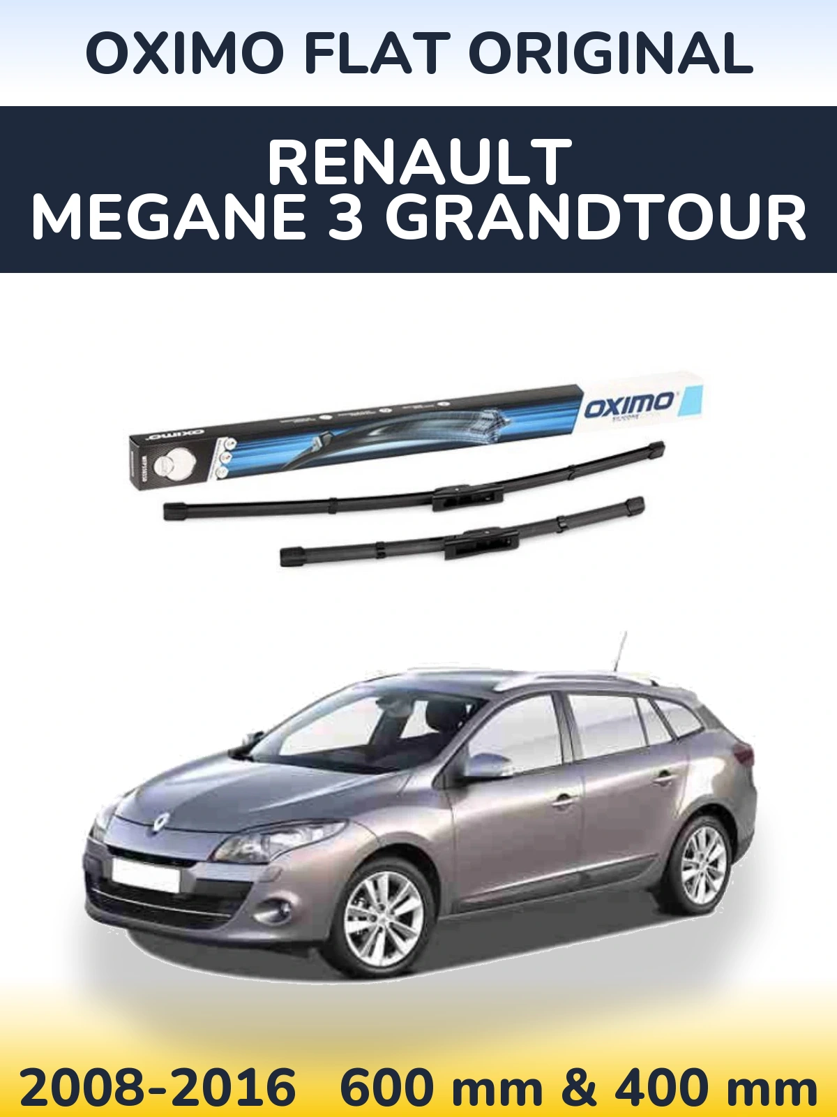 Komplet przednich wycieraczek Oximo Flat Original 600 & 400 mm do Renault Megane 3 Grandtour 2008-2016