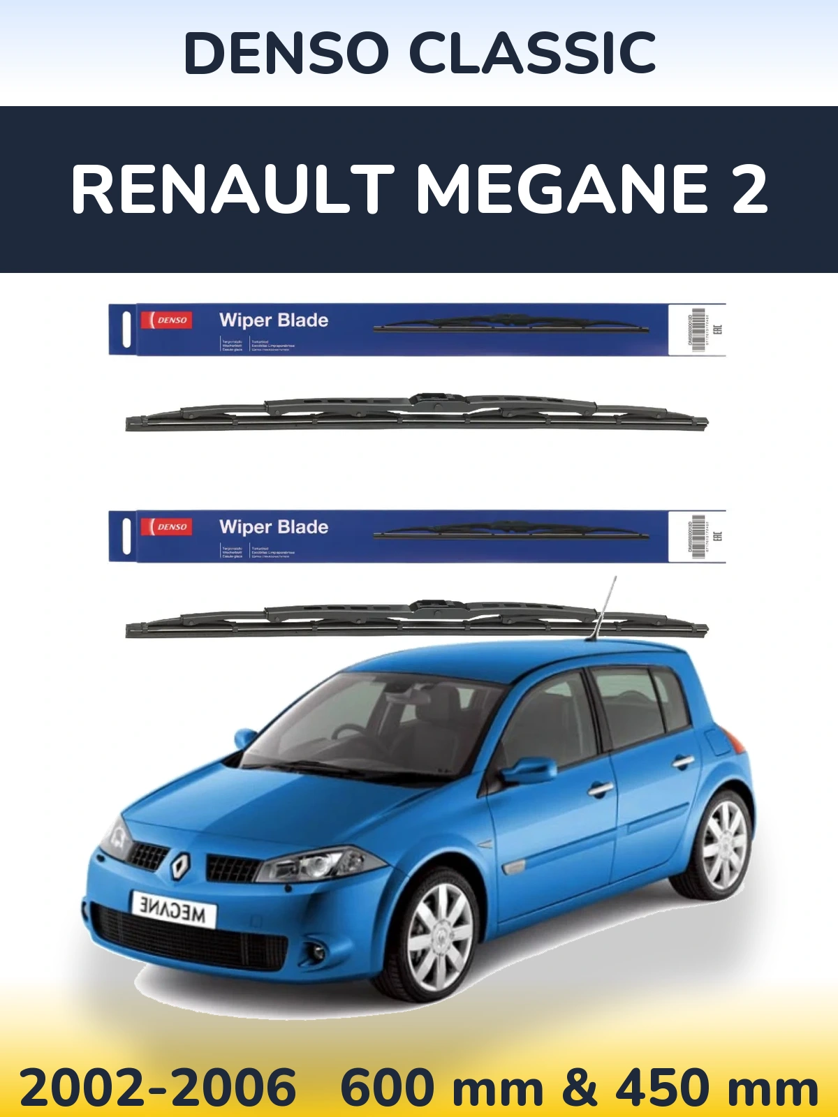 Komplet przednich wycieraczek Denso Classic 600 & 450 mm do Renault Megane 2 2002-2006