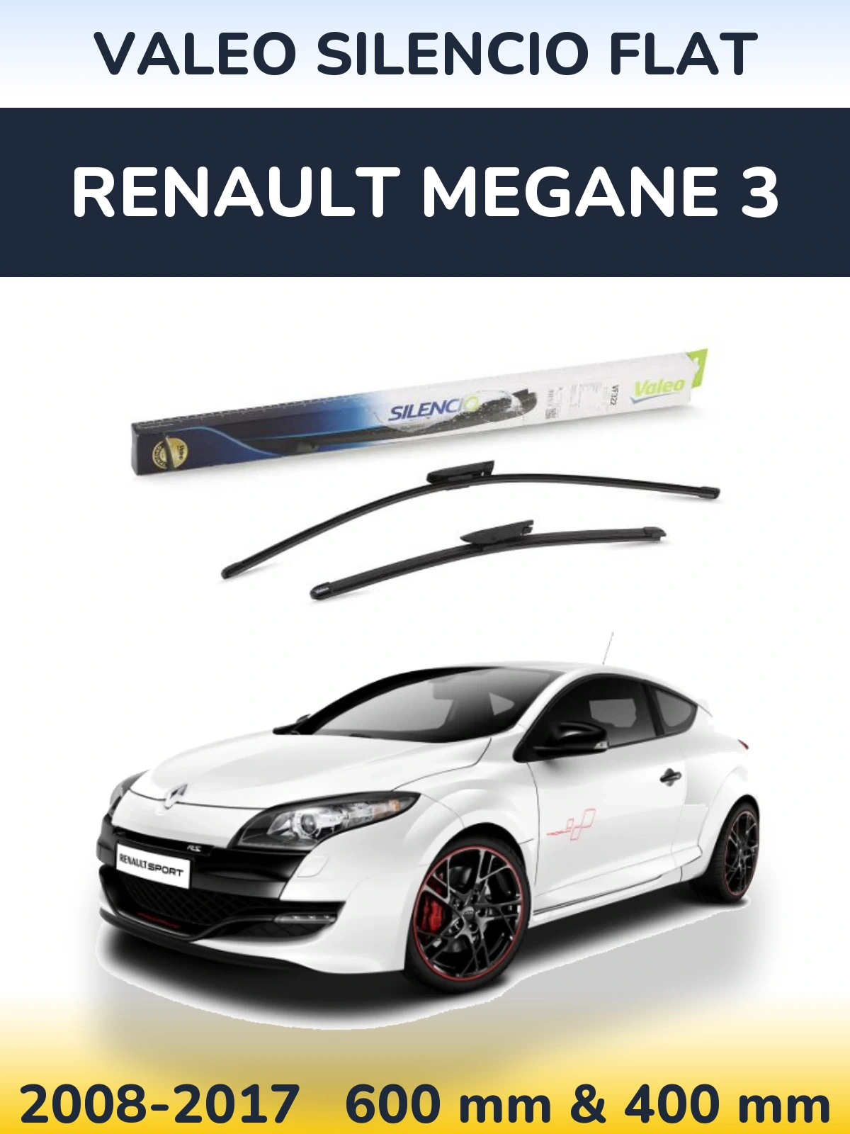 Komplet przednich wycieraczek Valeo Silencio Flat 600 & 400 mm do Renault Megane 3 2008-2017