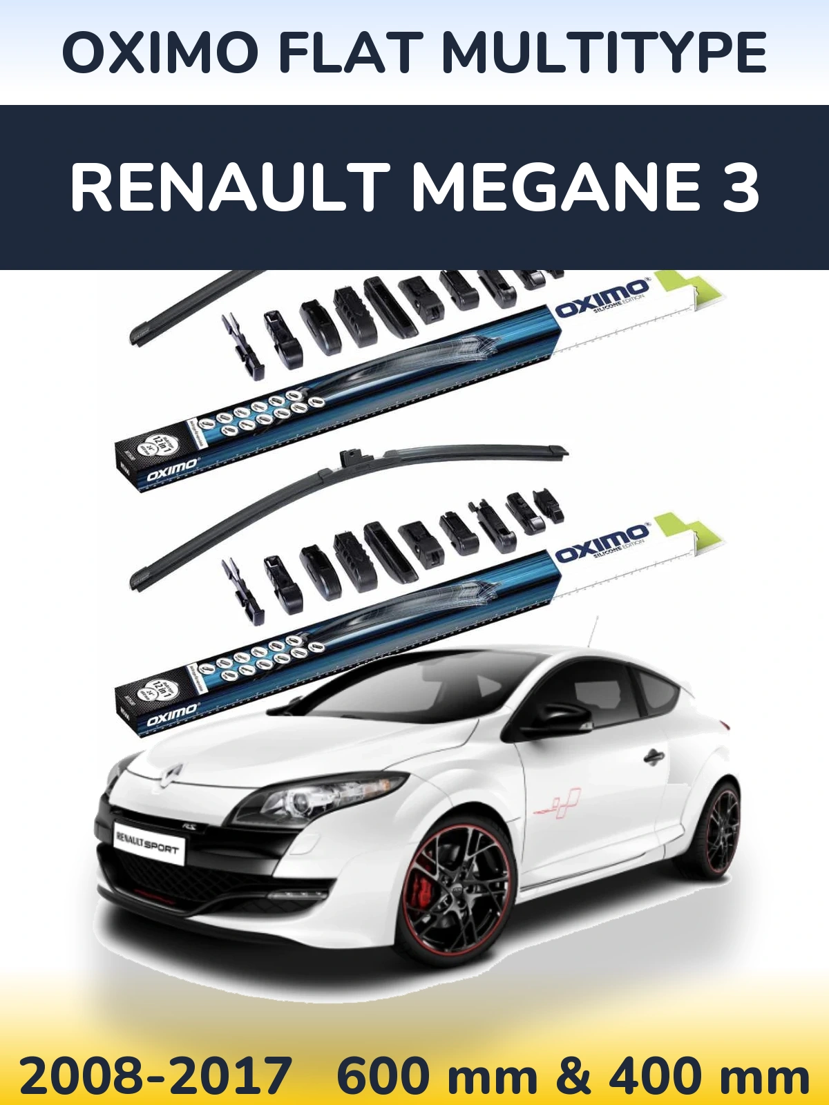 Комплект передних дворников Oximo Flat MultiТипe 600 & 400 мм для Renault Megane 3 2008-2017