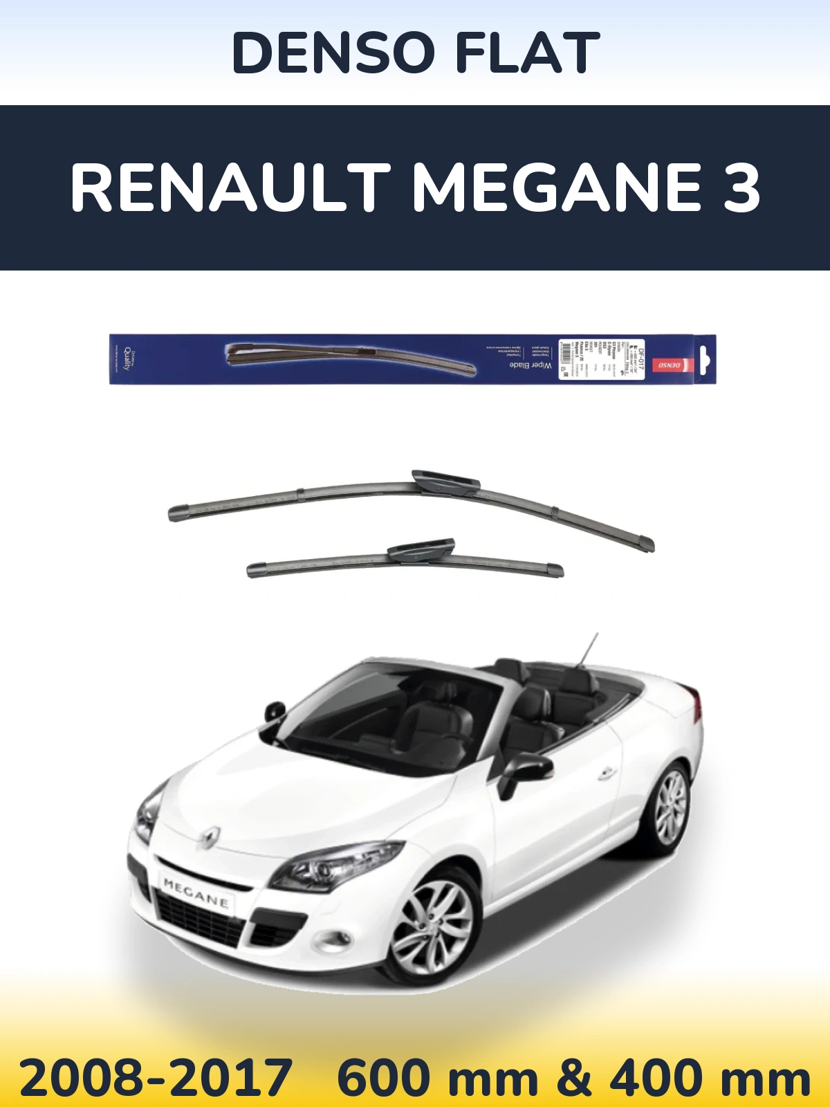 Komplet przednich wycieraczek Denso Flat 600 & 400 mm do Renault Megane 3 2008-2017