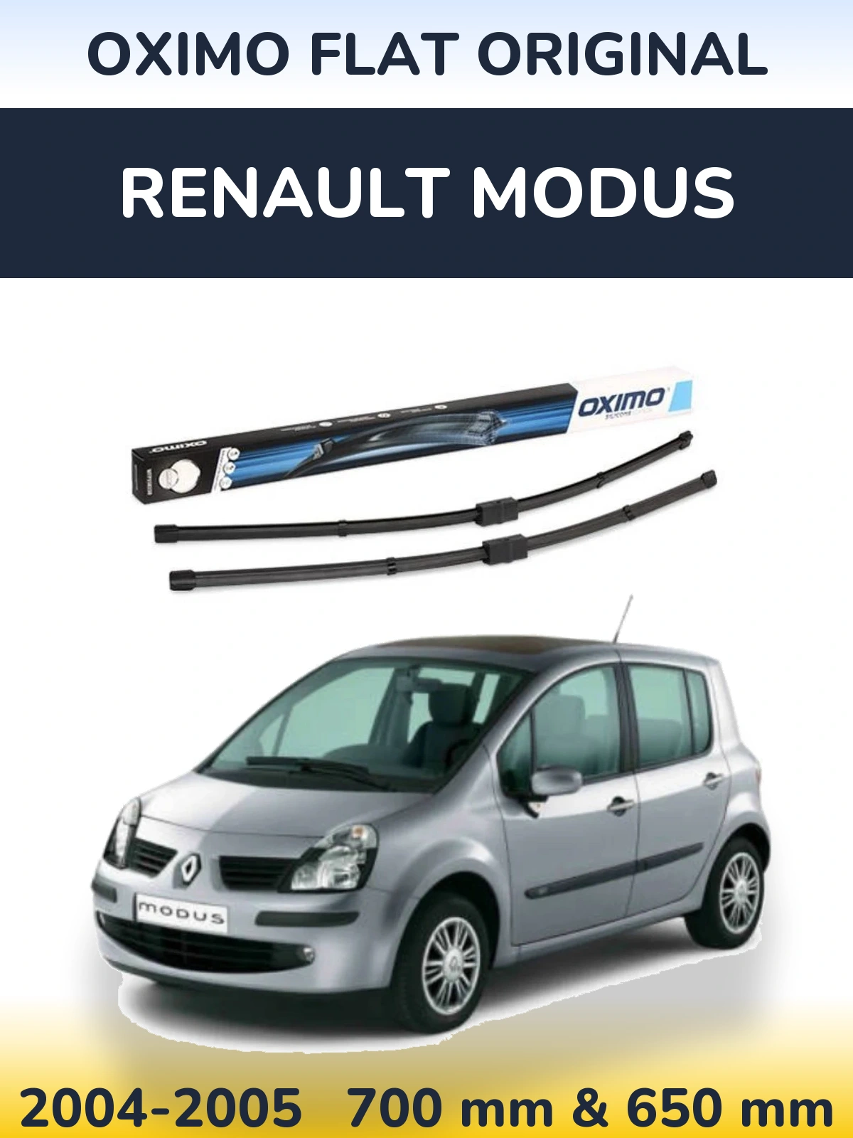Комплект передних дворников Oximo Flat Original 700 & 650 мм для Renault Modus 2004-2005