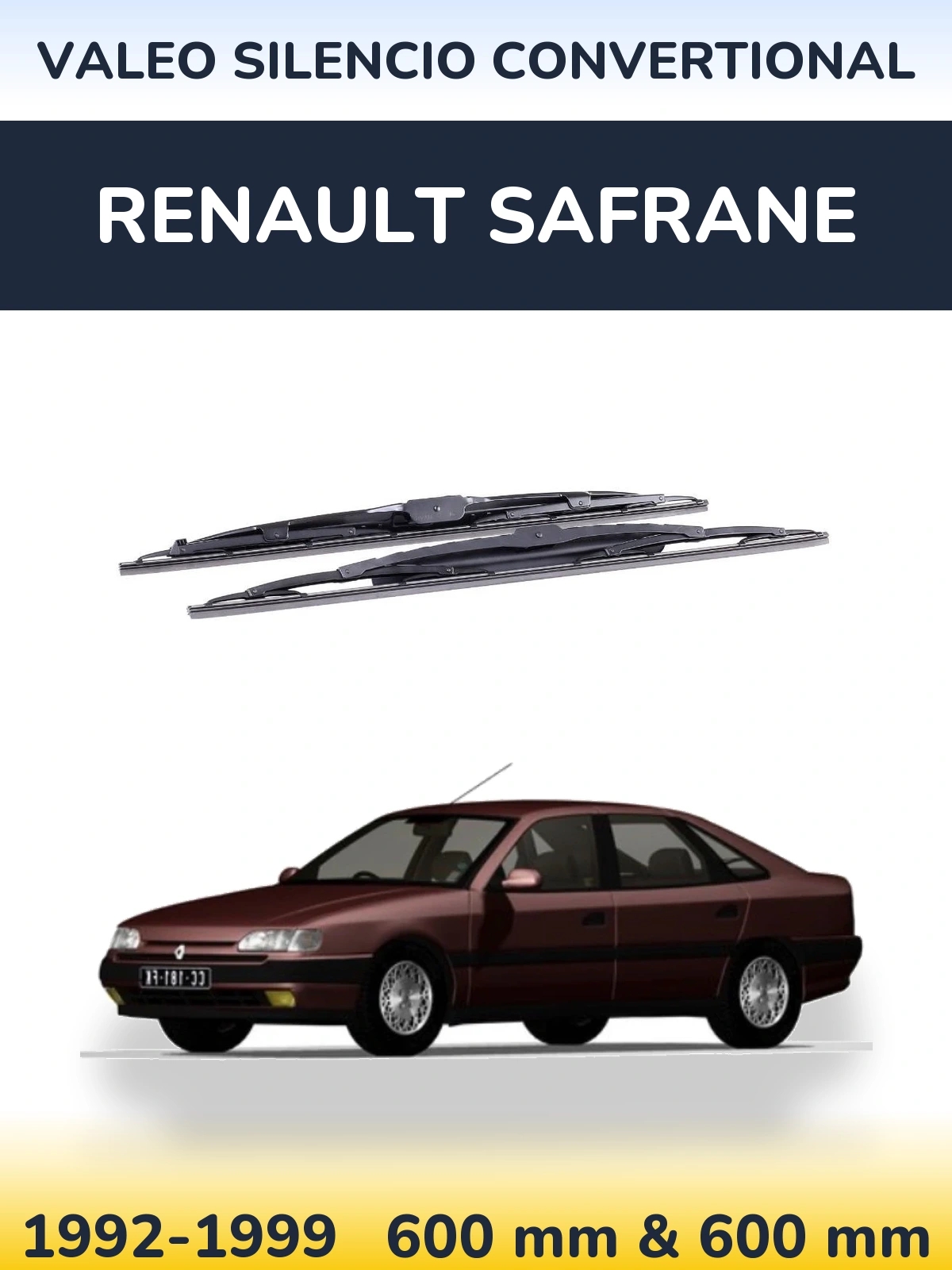 Komplet przednich wycieraczek Valeo Silencio Convertional 600 & 600 mm do Renault Safrane 1992-1999