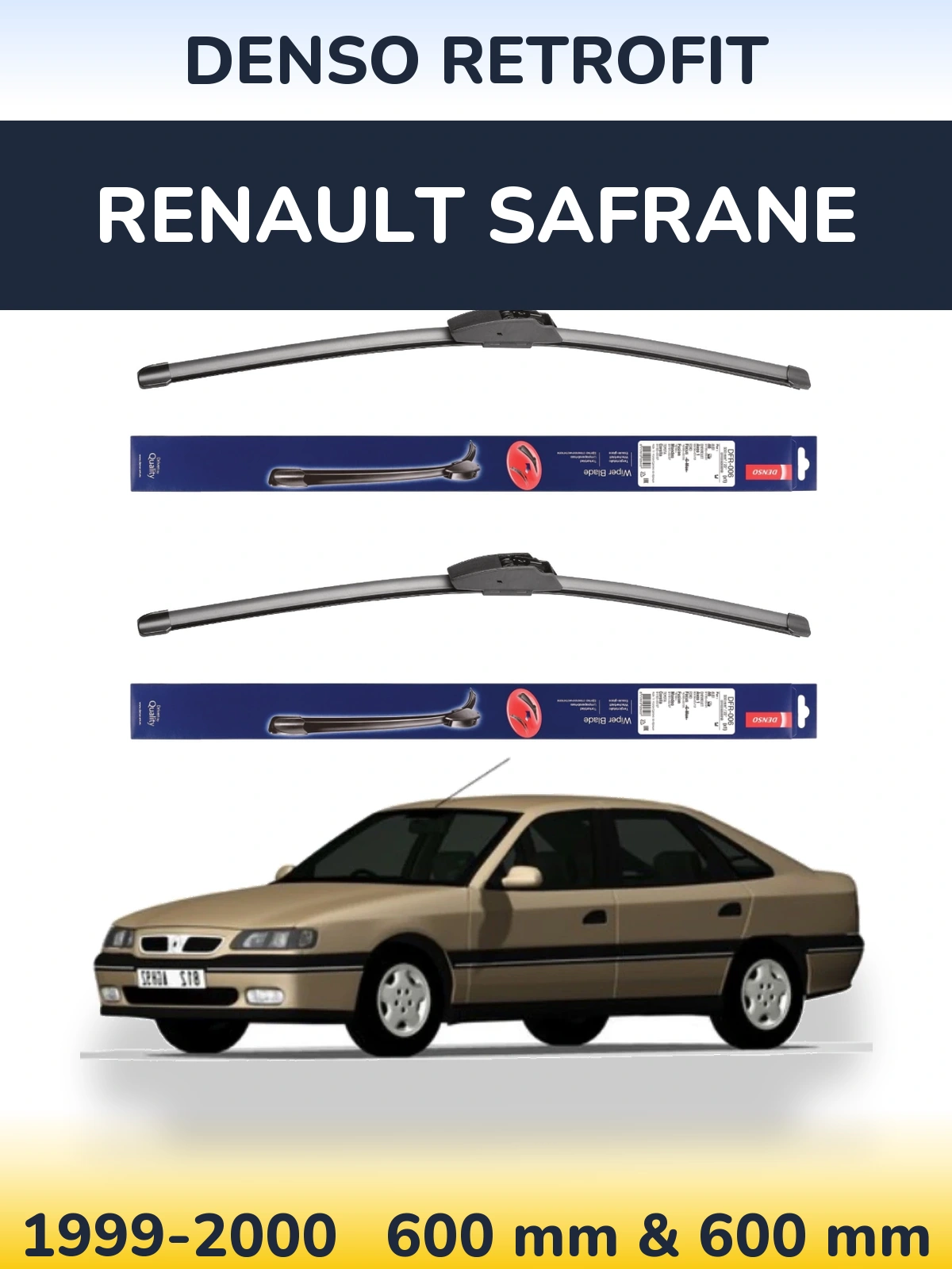 Komplet przednich wycieraczek Denso Retrofit 600 & 600 mm do Renault Safrane 1999-2000
