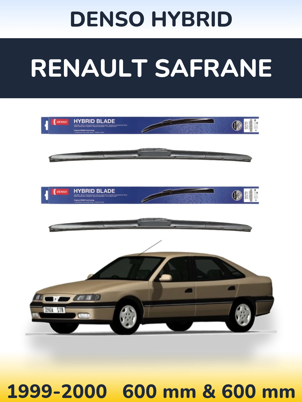 Komplet przednich wycieraczek Denso Hybrid 600 & 600 mm do Renault Safrane 1999-2000