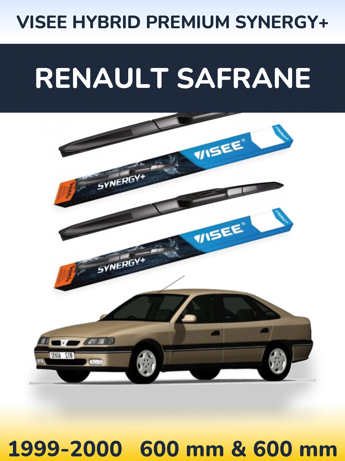 Komplet przednich wycieraczek VISEE HYBRID PREMIUM SYNERGY+ 600 & 600 mm do Renault Safrane 1999-2000