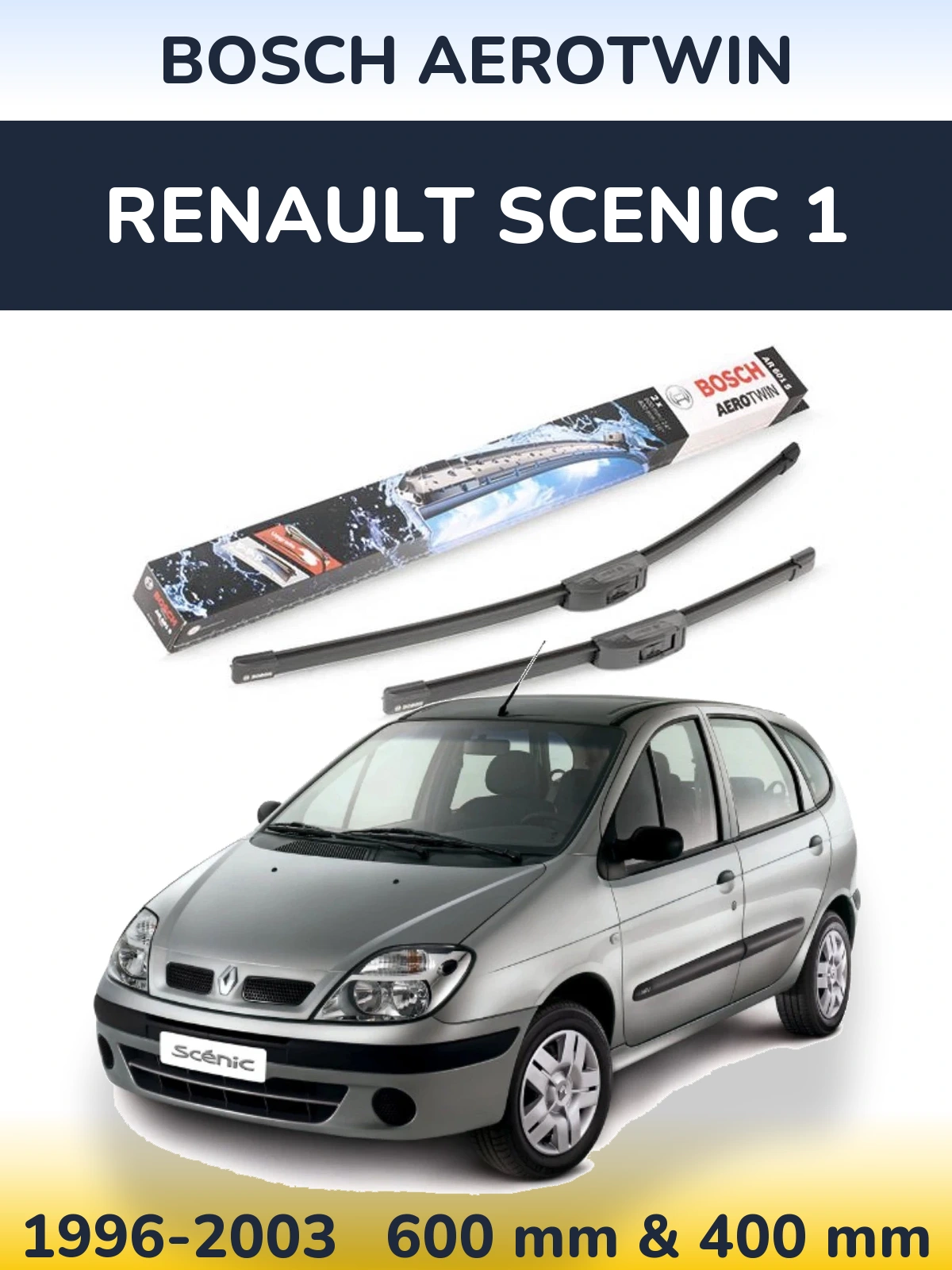 Komplet przednich wycieraczek BOSCH AeroTwin 600 & 400 mm do Renault Scenic 1 1996-2003