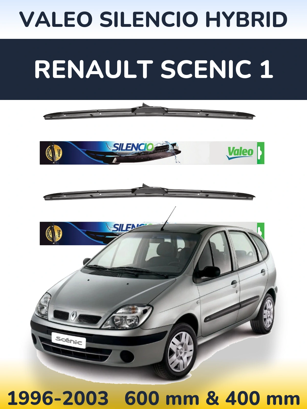 Komplet przednich wycieraczek Valeo Silencio Hybrid 600 & 400 mm do Renault Scenic 1 1996-2003
