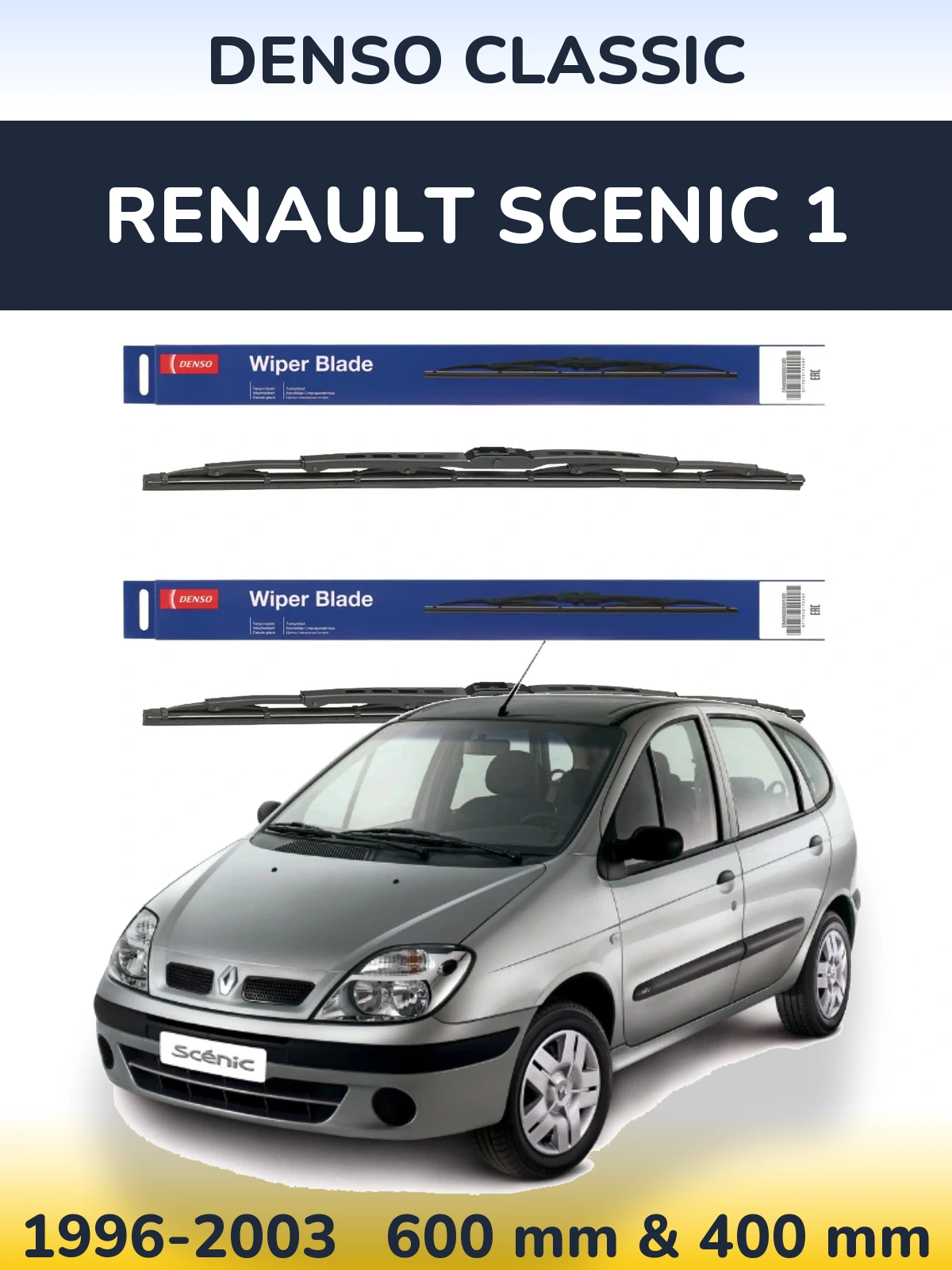 Komplet przednich wycieraczek Denso Classic 600 & 400 mm do Renault Scenic 1 1996-2003