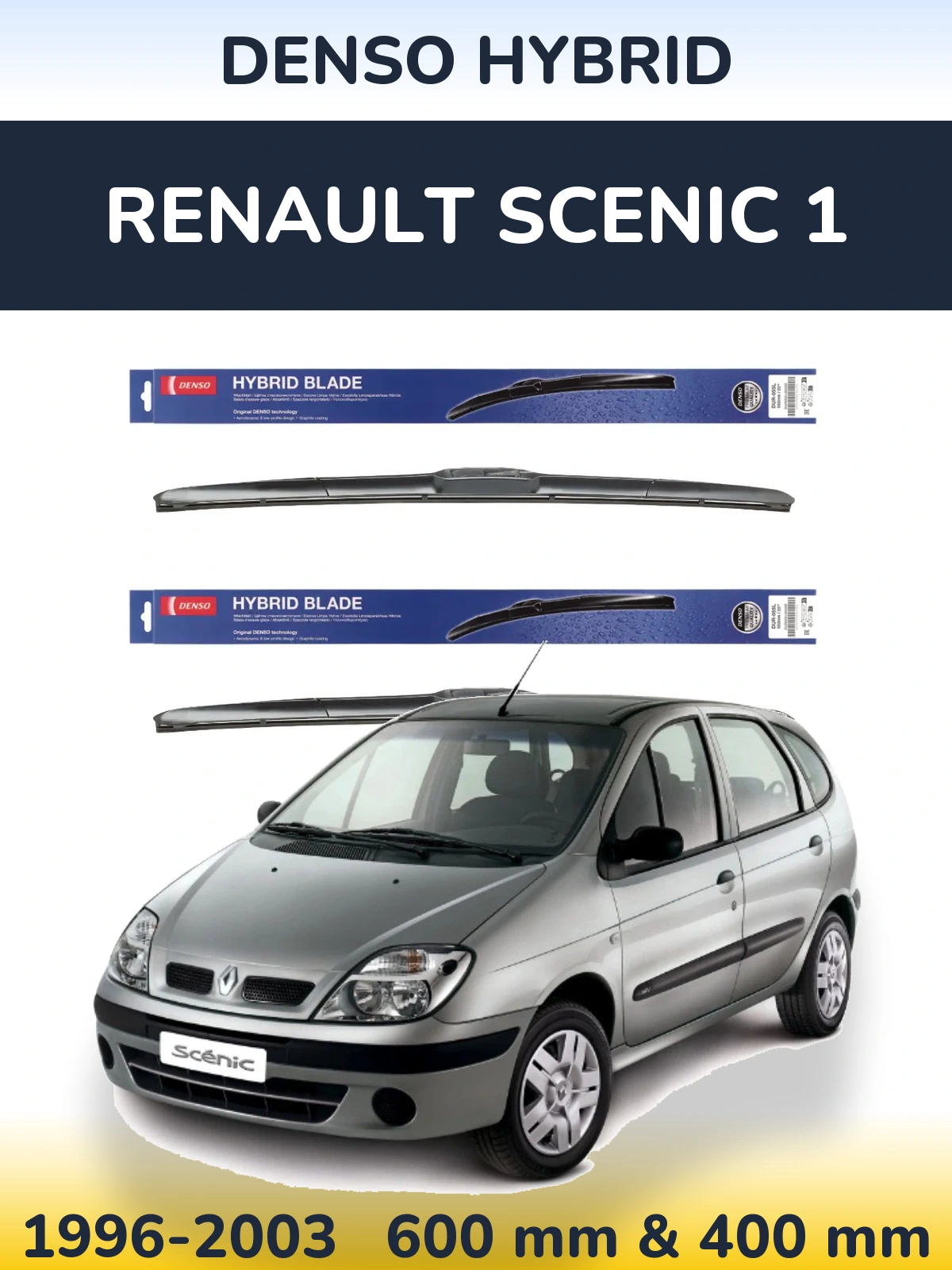 Komplet przednich wycieraczek Denso Hybrid 600 & 400 mm do Renault Scenic 1 1996-2003