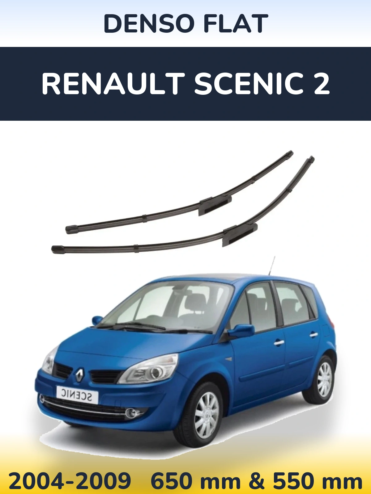 Komplet przednich wycieraczek Denso Flat 650 & 550 mm do Renault Scenic 2 2004-2009