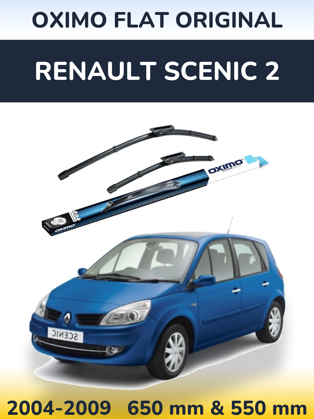 Комплект передних дворников Oximo Flat Original 650 & 550 мм для Renault Scenic 2 2004-2009