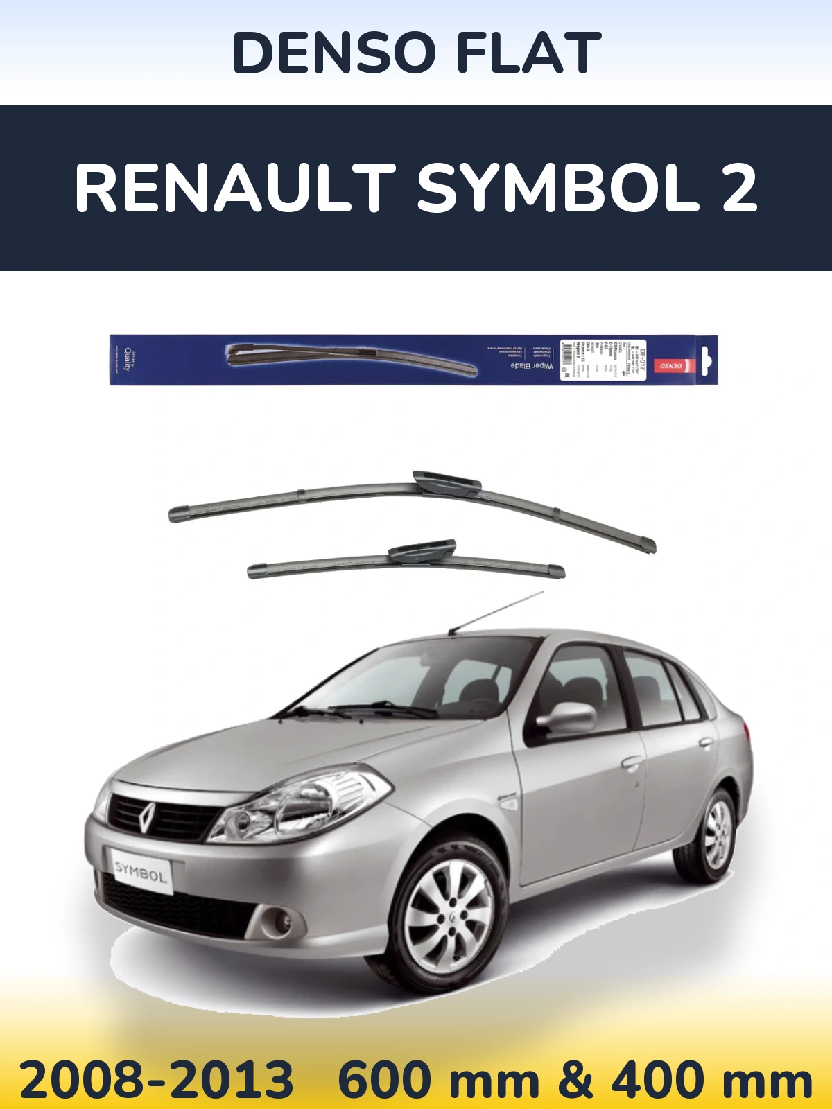 Komplet przednich wycieraczek Denso Flat 600 & 400 mm do Renault Symbol 2 2008-2013
