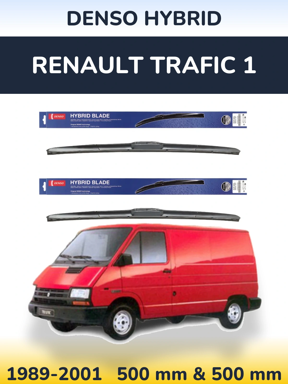 Komplet przednich wycieraczek Denso Hybrid 500 & 500 mm do Renault Trafic 1 1989-2001