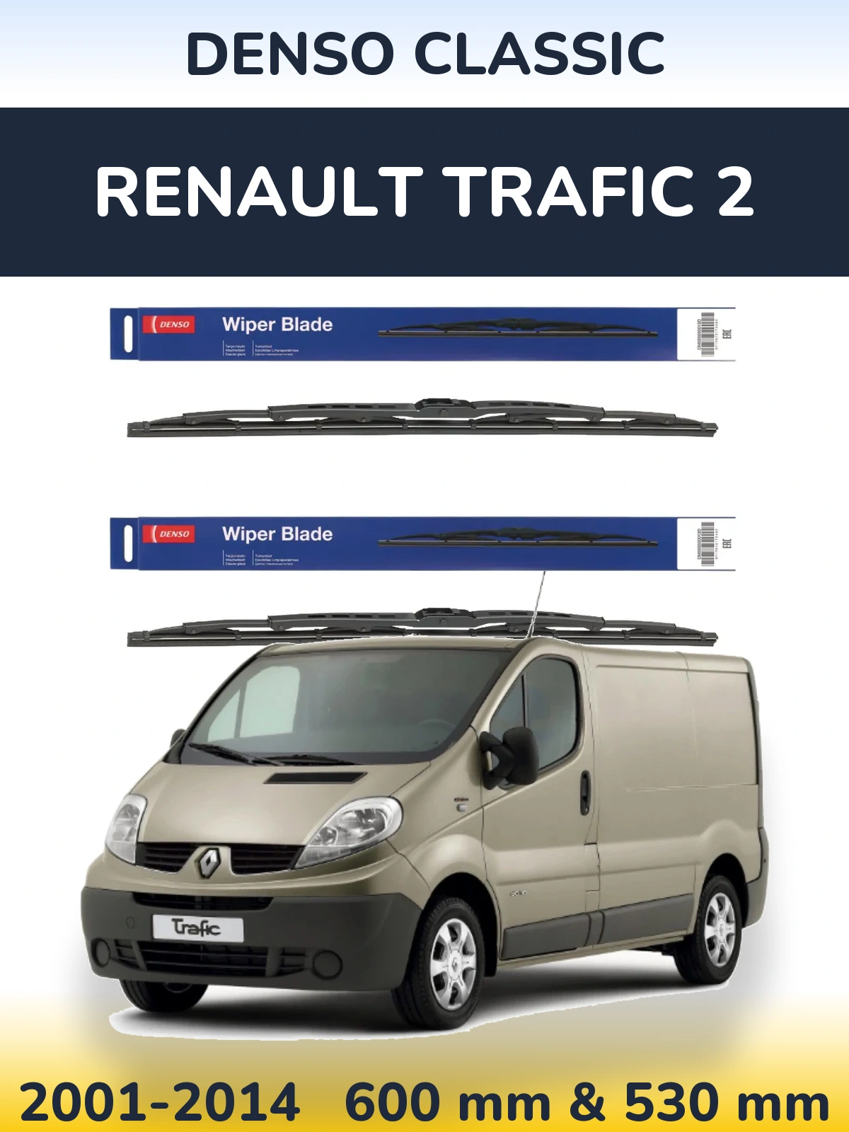 Komplet przednich wycieraczek Denso Classic 600 & 530 mm do Renault Trafic 2 2001-2014