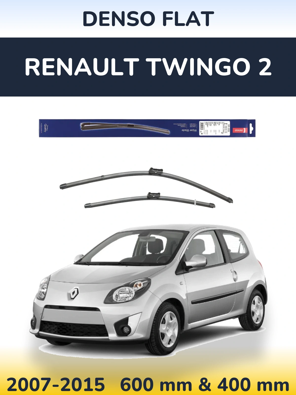 Komplet przednich wycieraczek Denso Flat 600 & 400 mm do Renault Twingo 2 2007-2015