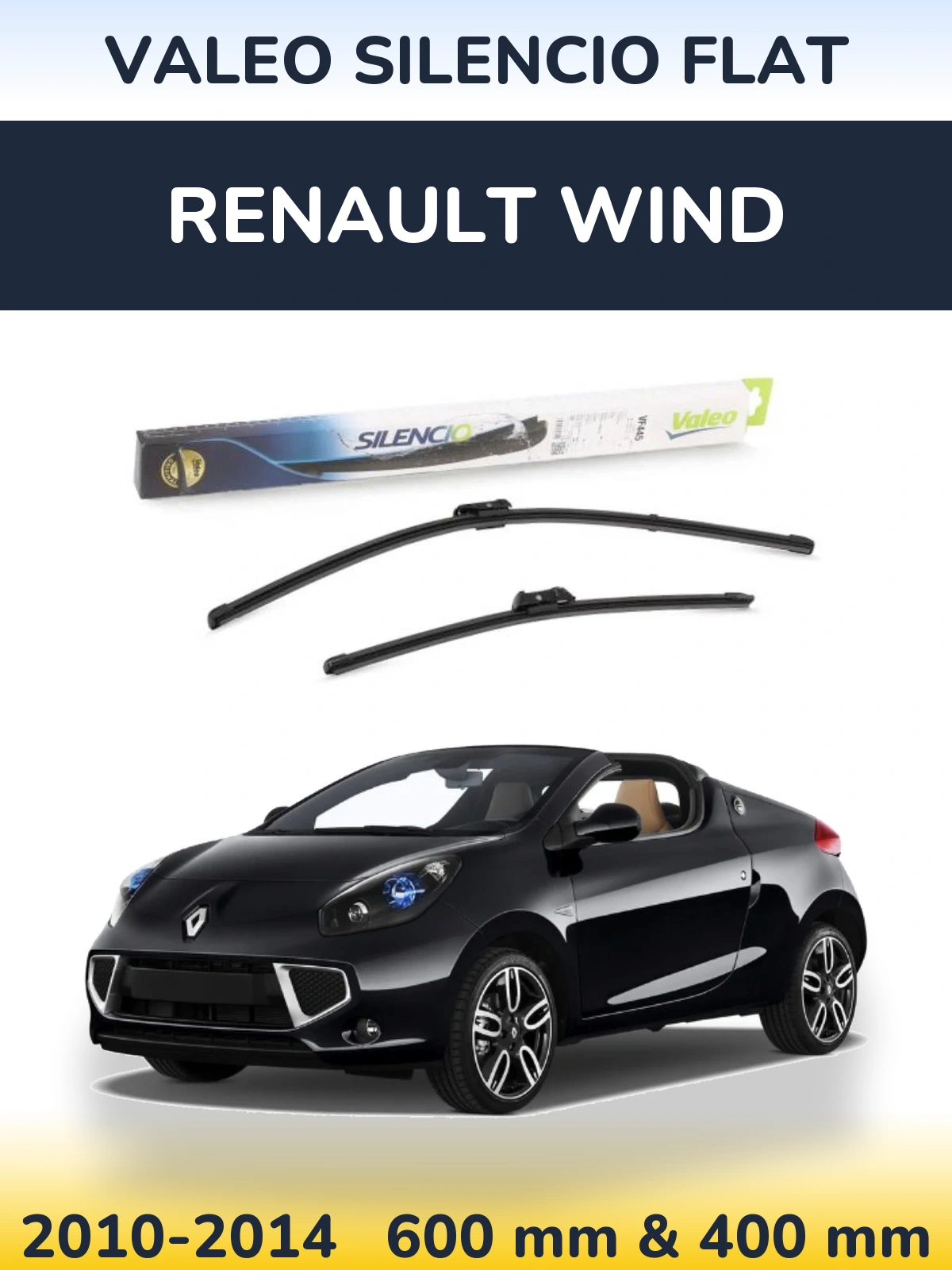Komplet przednich wycieraczek Valeo Silencio Flat 600 & 400 mm do Renault Wind 2010-2014