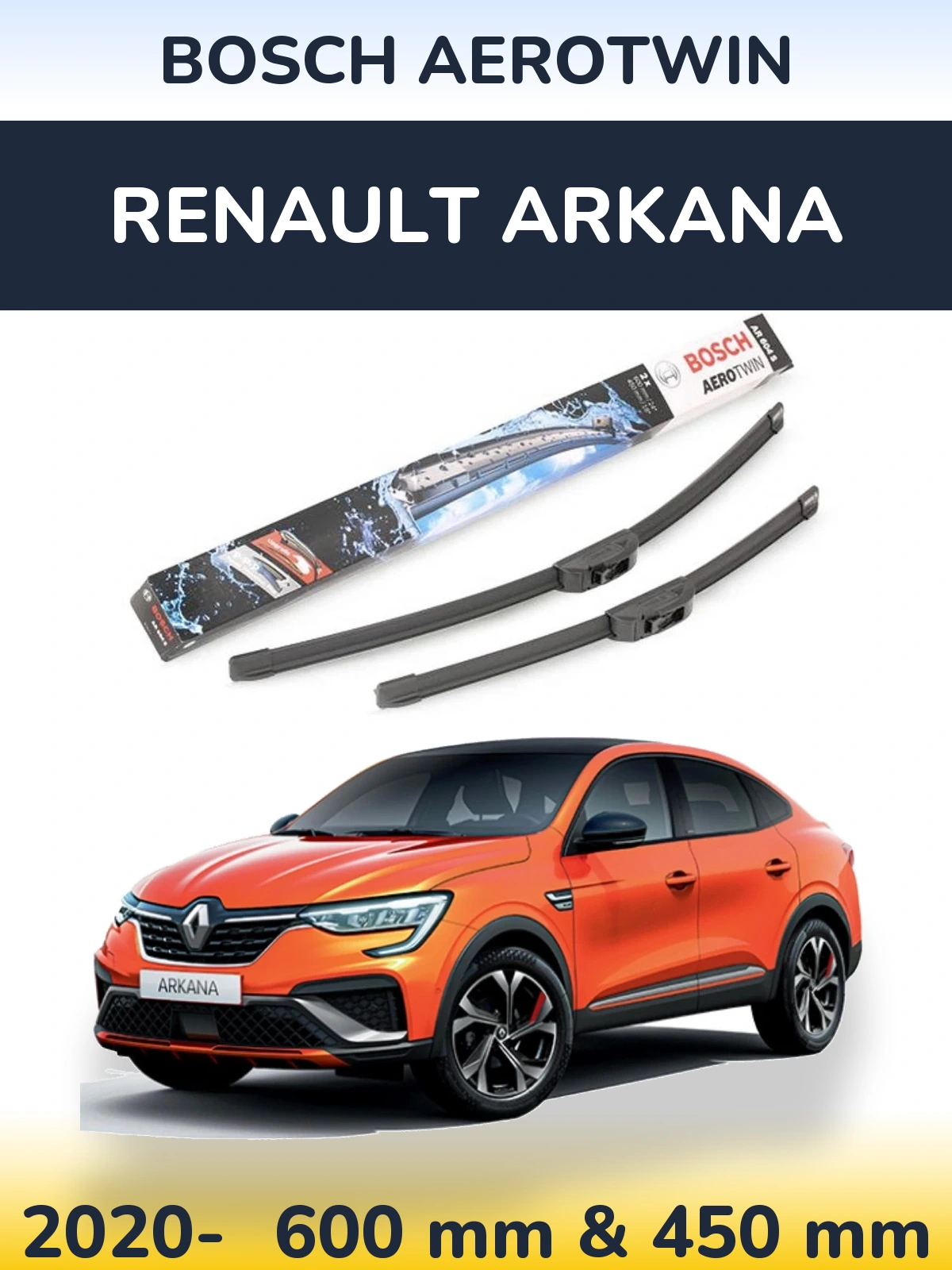 Komplet przednich wycieraczek BOSCH AeroTwin 600 & 450 mm do Renault Arkana 2020-2026